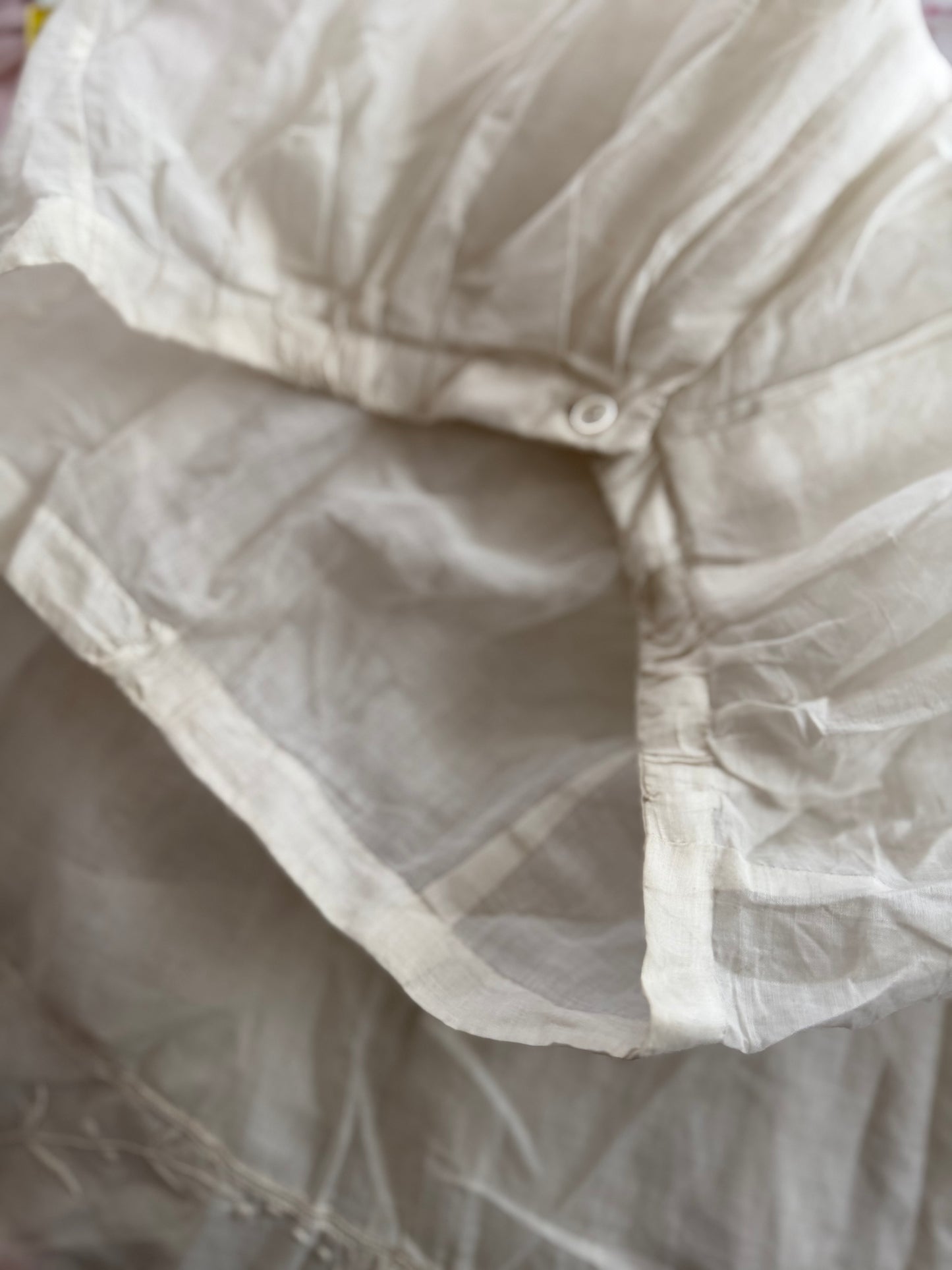 Antique Victorian White Embroidered Floral Lace Petticoat