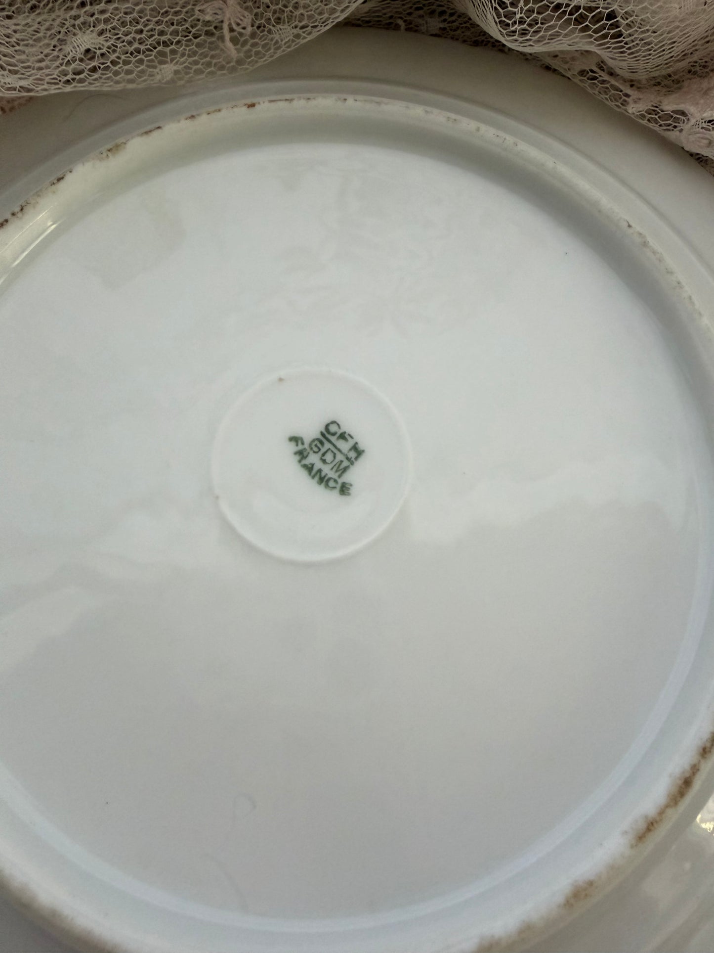 Collection 2 Antique Limoges France Mint Green Hand Painted Floral Plates