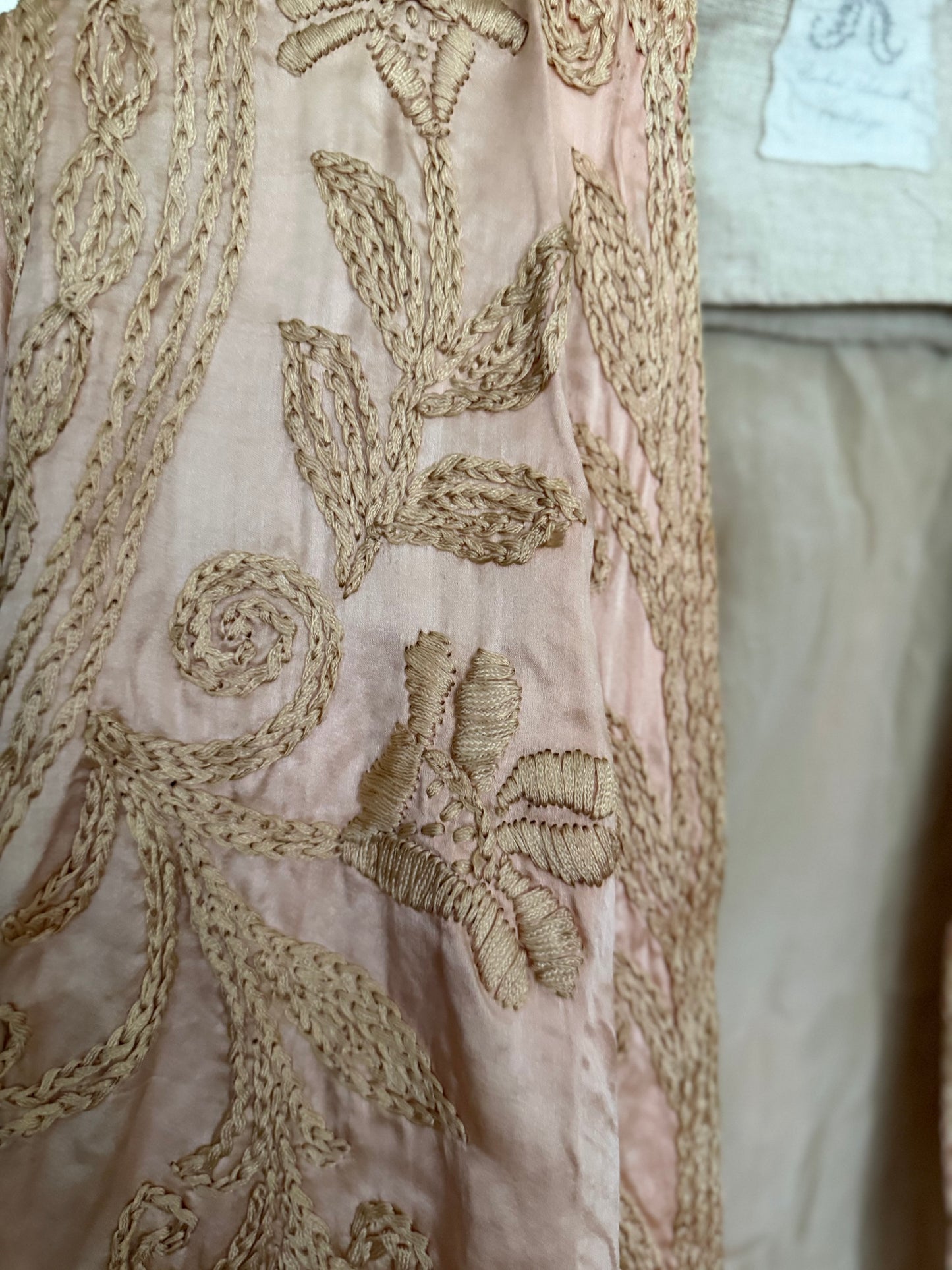 RARE Antique French Label Belle Époque Pink Silk Jacket