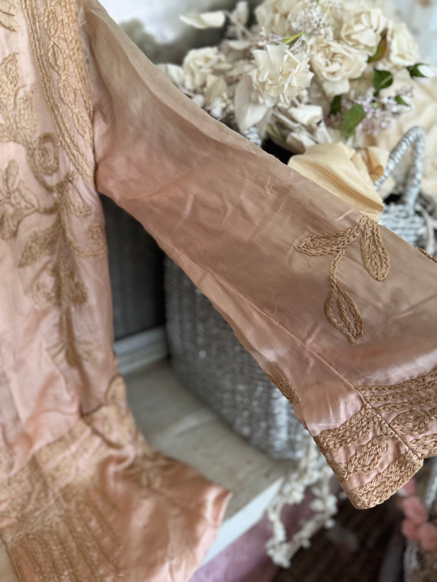 RARE Antique French Label Belle Époque Pink Silk Jacket