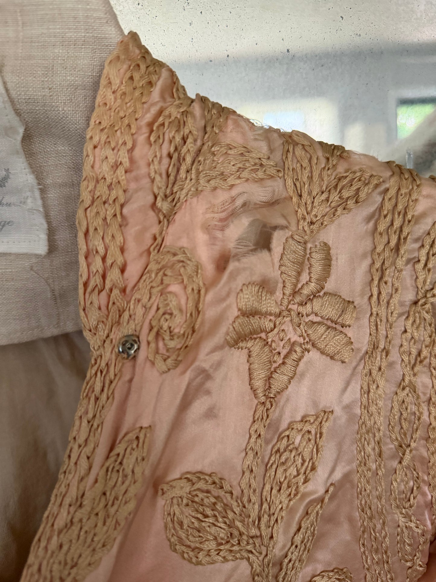 RARE Antique French Label Belle Époque Pink Silk Jacket