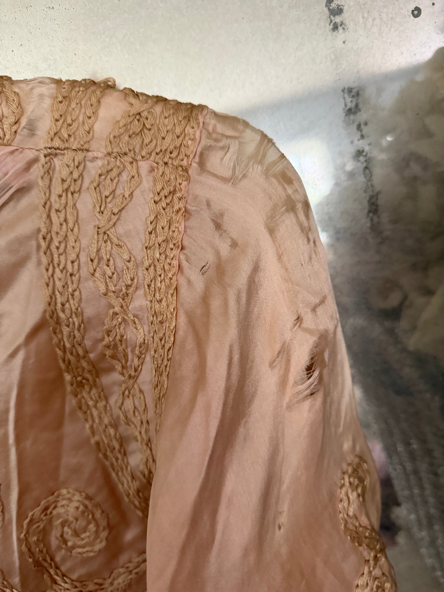 RARE Antique French Label Belle Époque Pink Silk Jacket