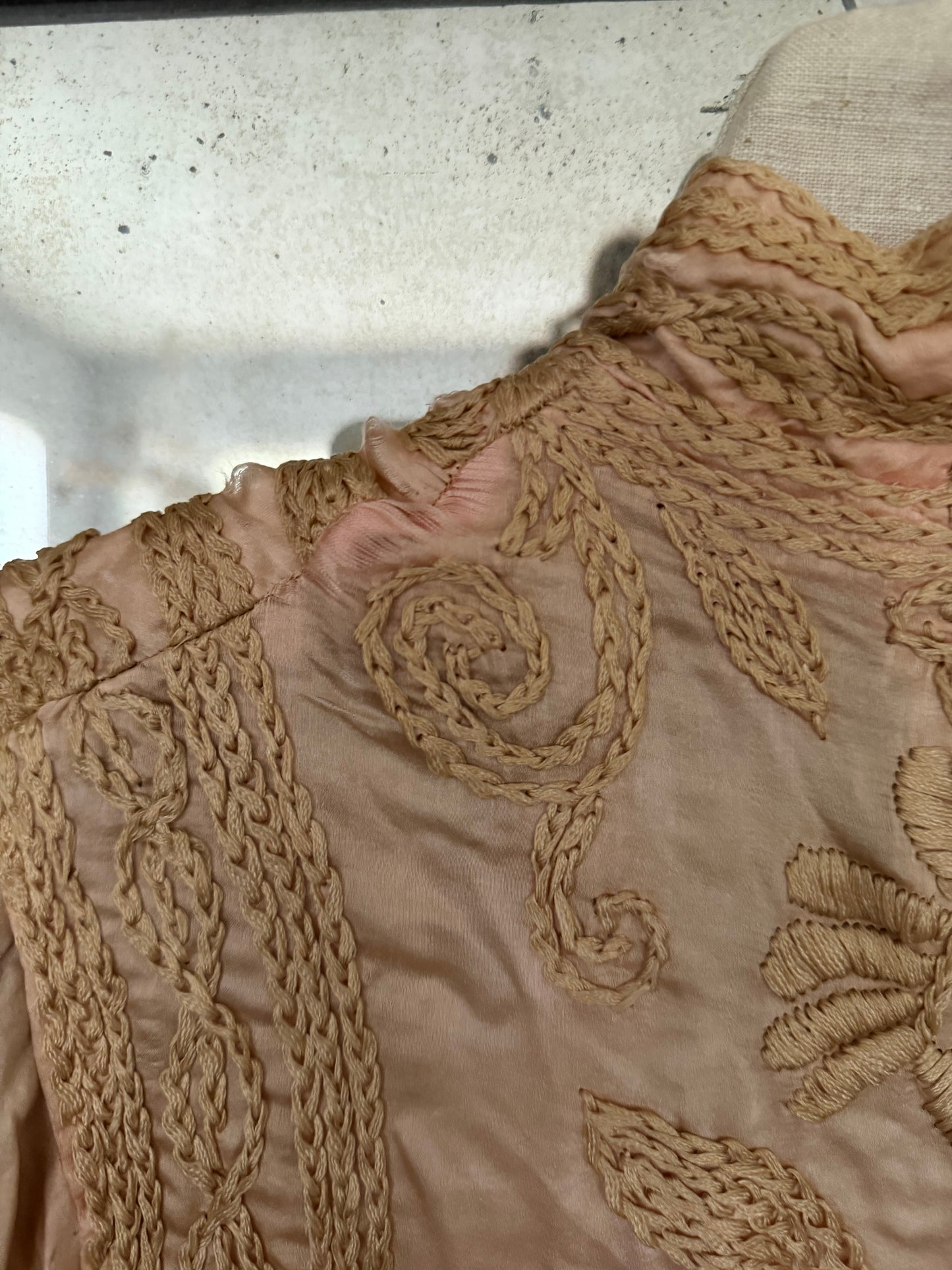 RARE Antique French Label Belle Époque Pink Silk Jacket