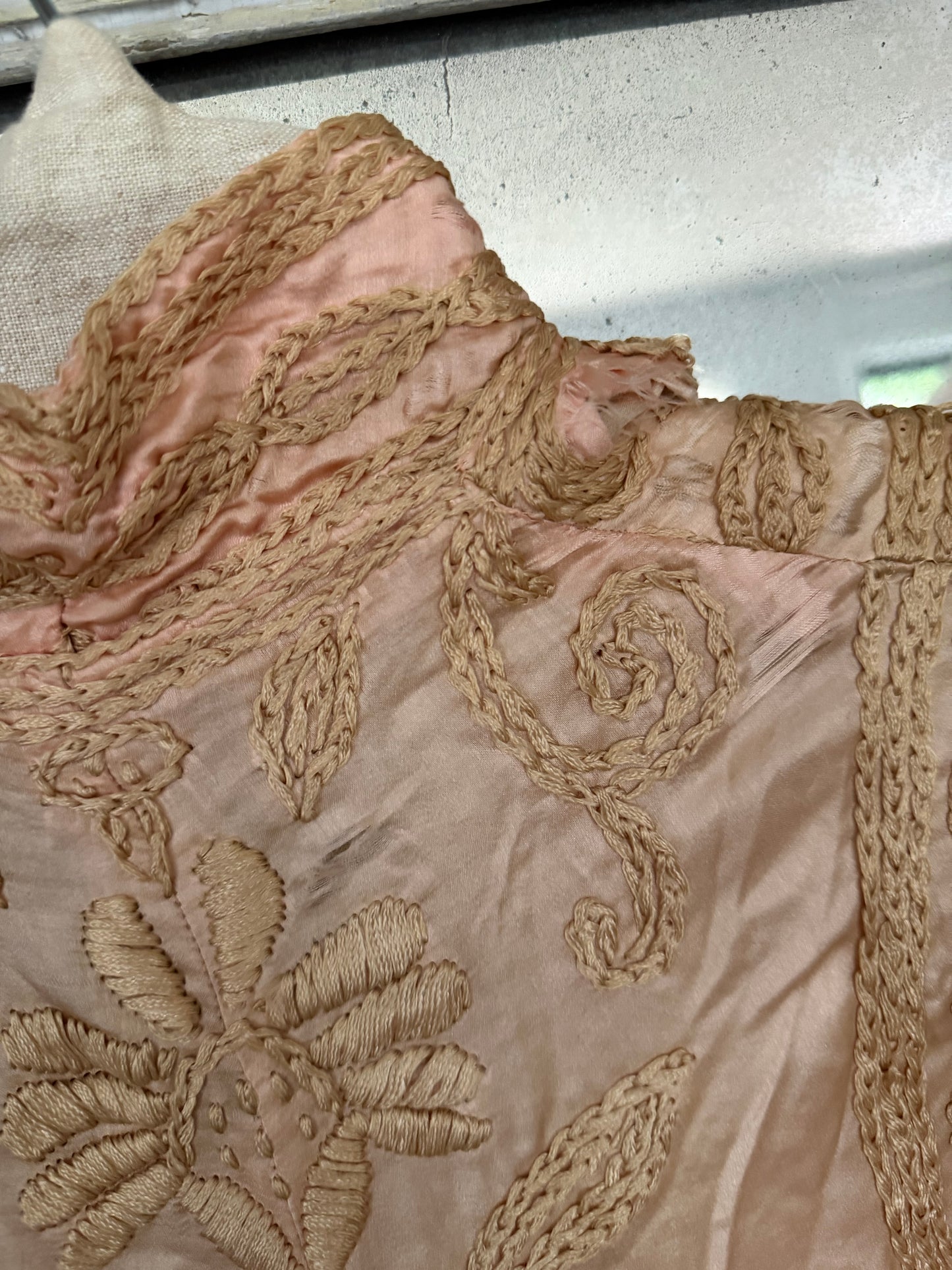 RARE Antique French Label Belle Époque Pink Silk Jacket
