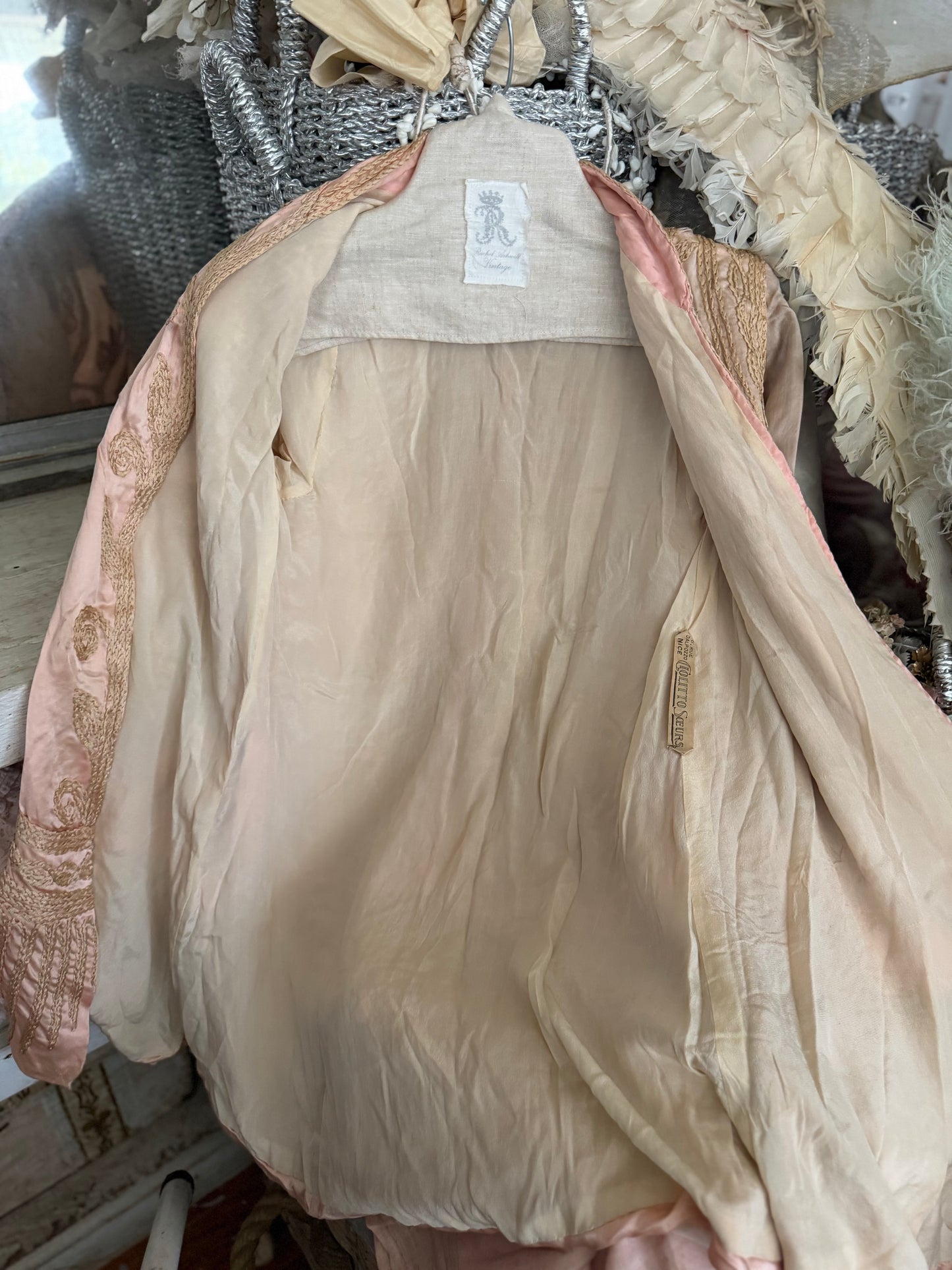 RARE Antique French Label Belle Époque Pink Silk Jacket