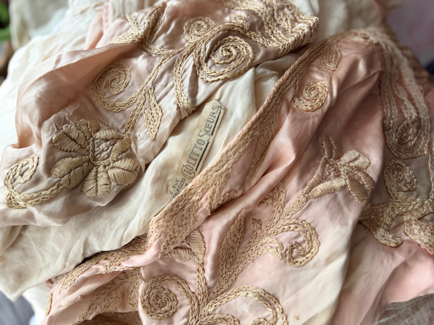 RARE Antique French Label Belle Époque Pink Silk Jacket
