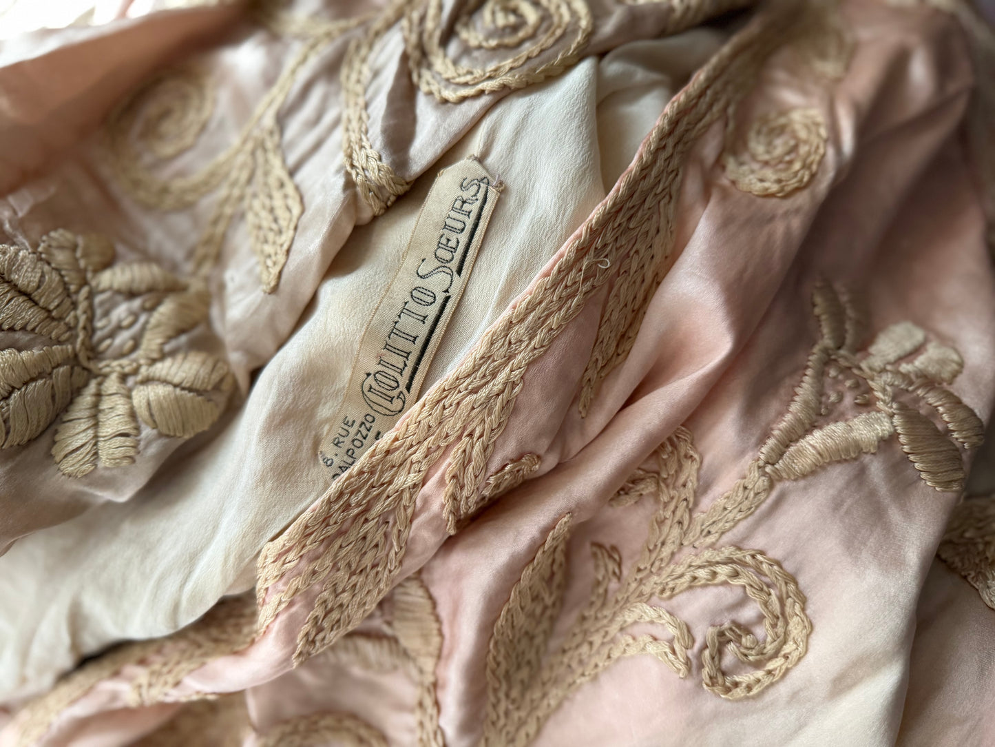 RARE Antique French Label Belle Époque Pink Silk Jacket