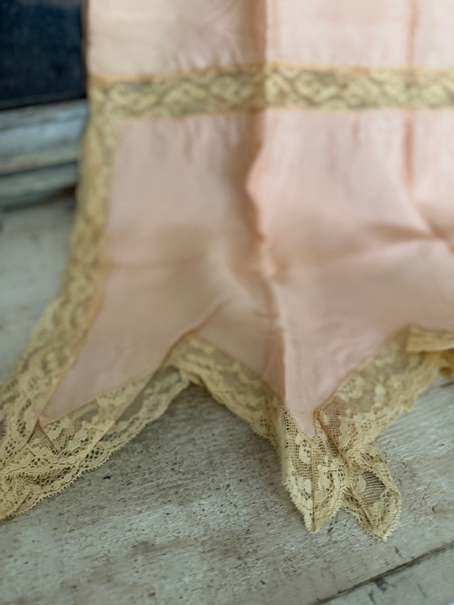Antique 1920's Pink Silk Ribbonwork Lace Teddy