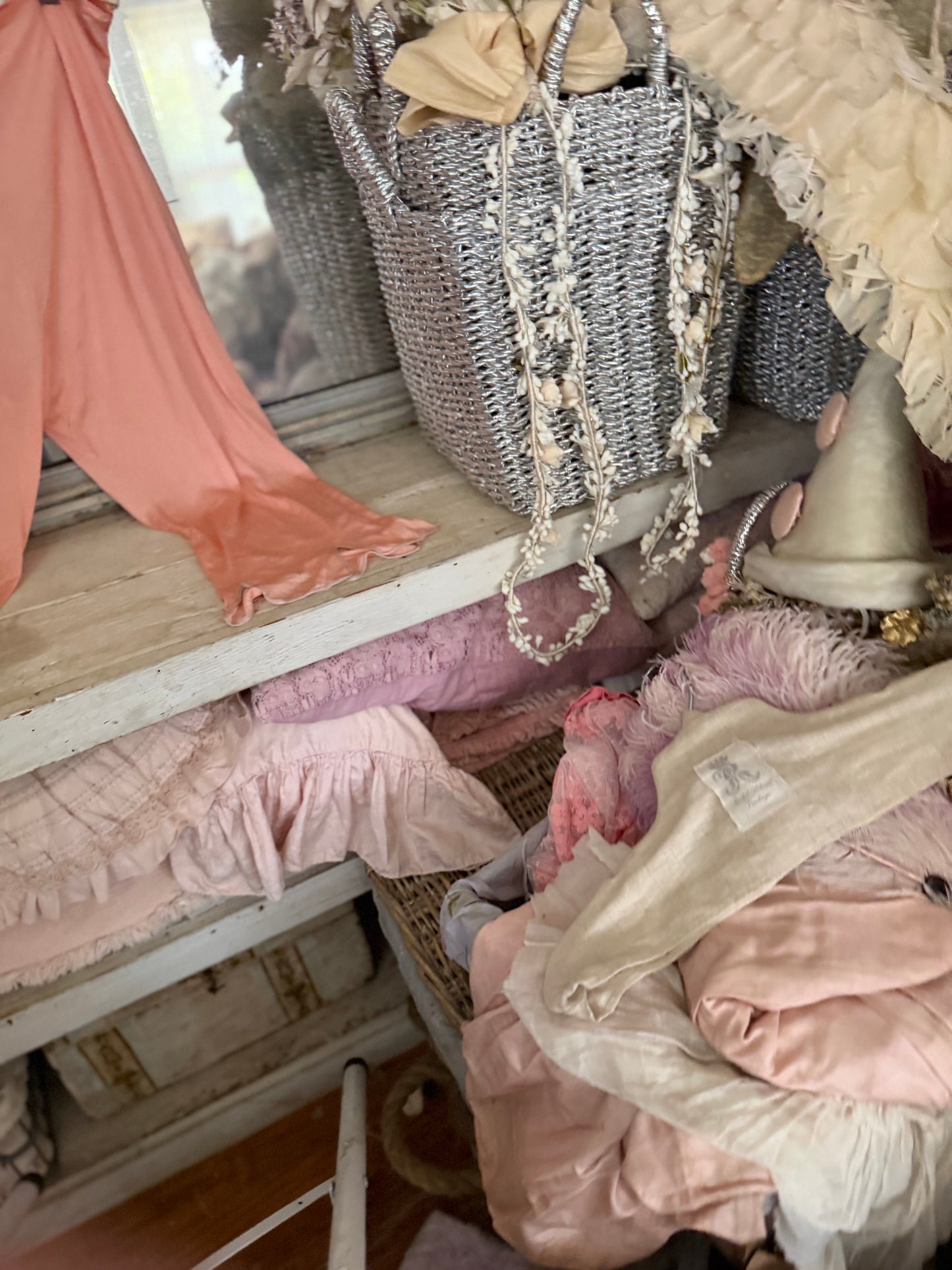 Antique Pink Silk Undergarment Pajama Pants