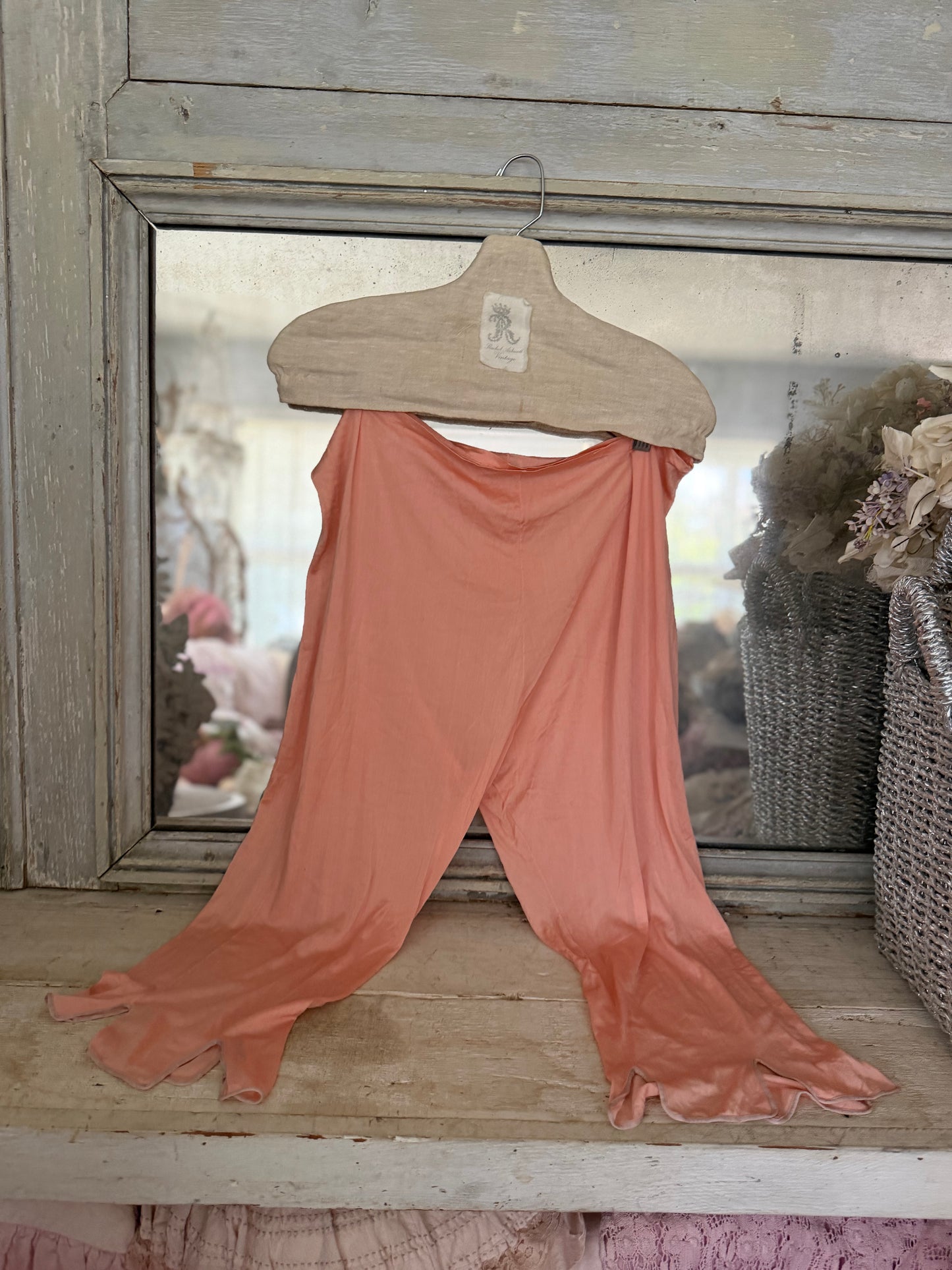 Antique Pink Silk Undergarment Pajama Pants