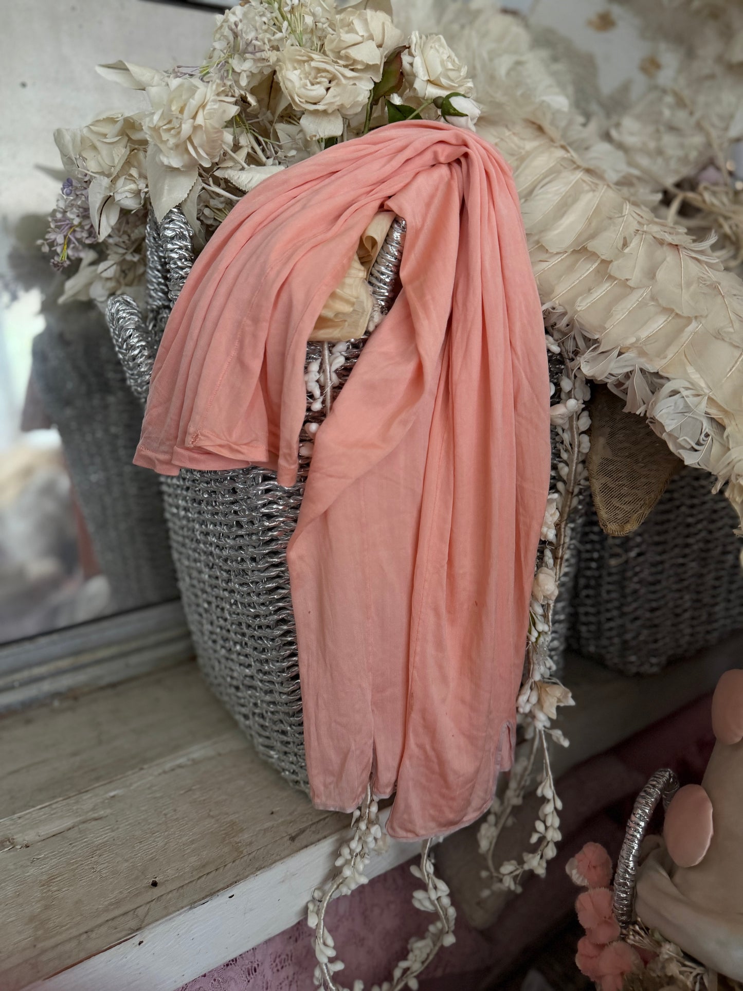 Antique Pink Silk Undergarment Pajama Pants