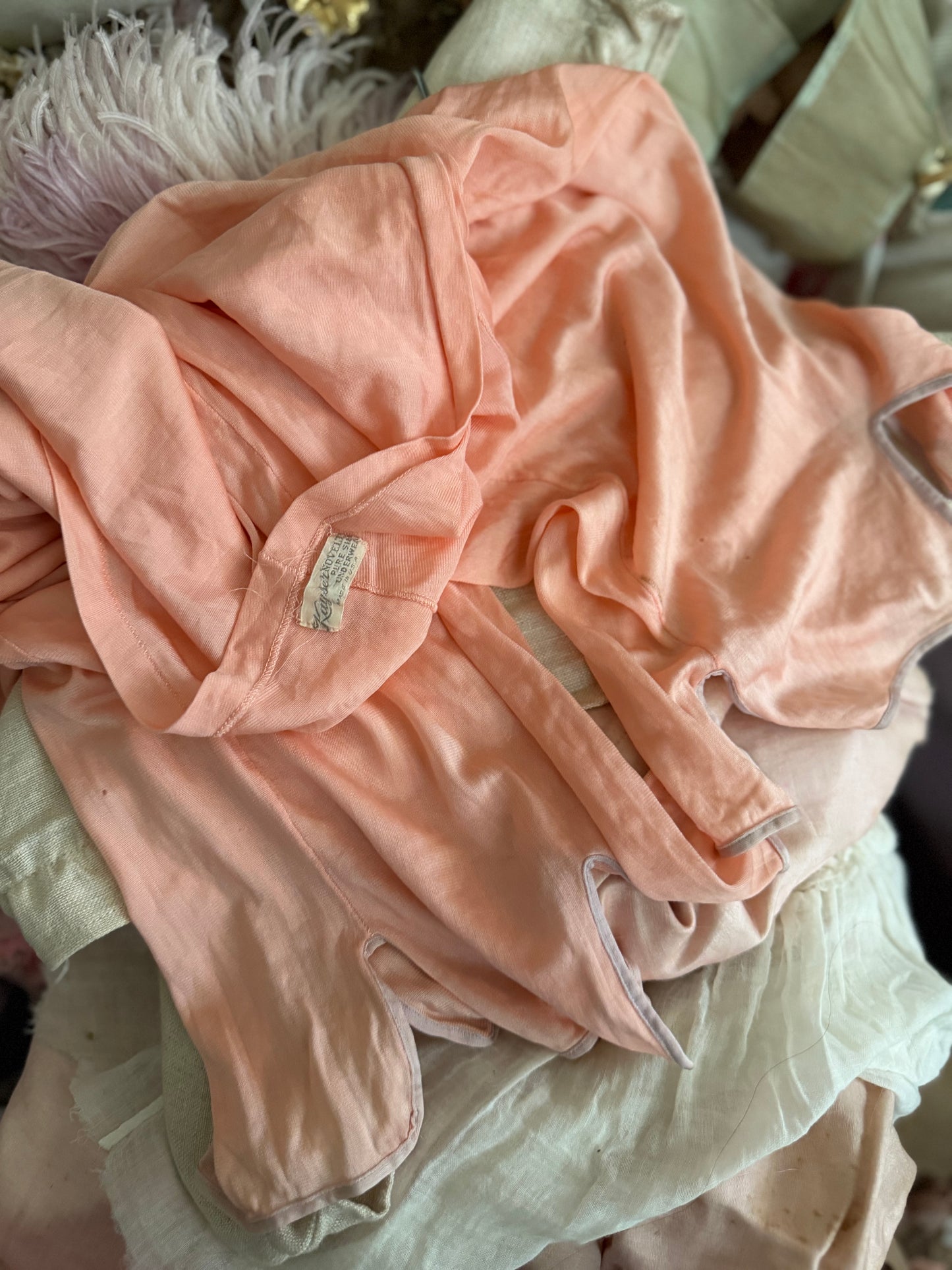 Antique Pink Silk Undergarment Pajama Pants