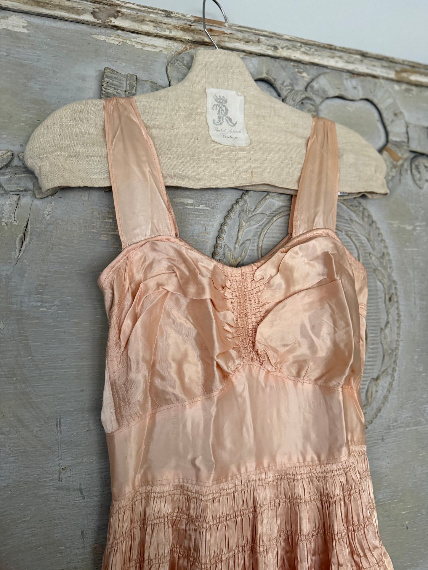 Antique Ballet Pink Satin Ruched Sweetheart Dress
