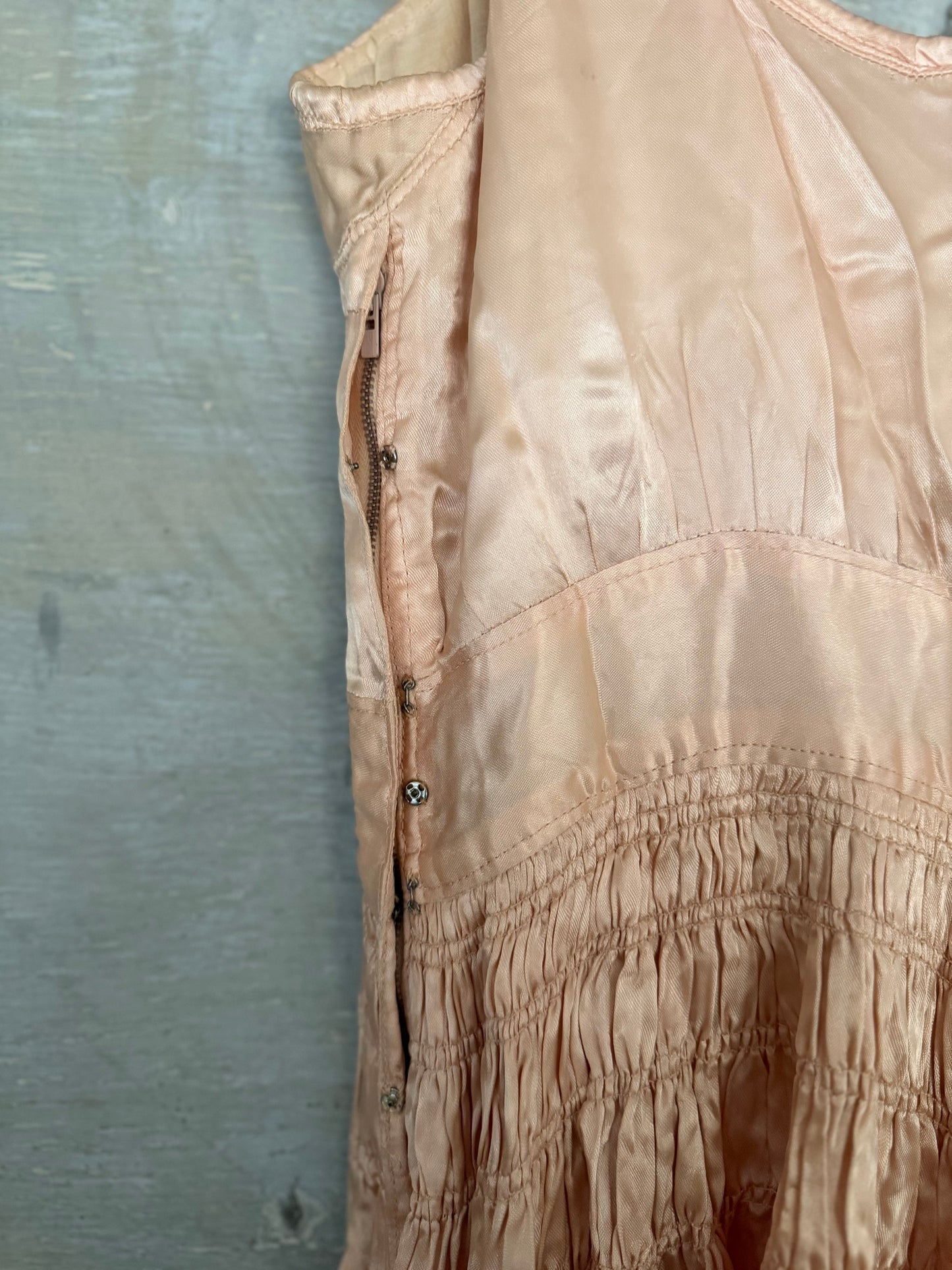 Antique Ballet Pink Satin Ruched Sweetheart Dress