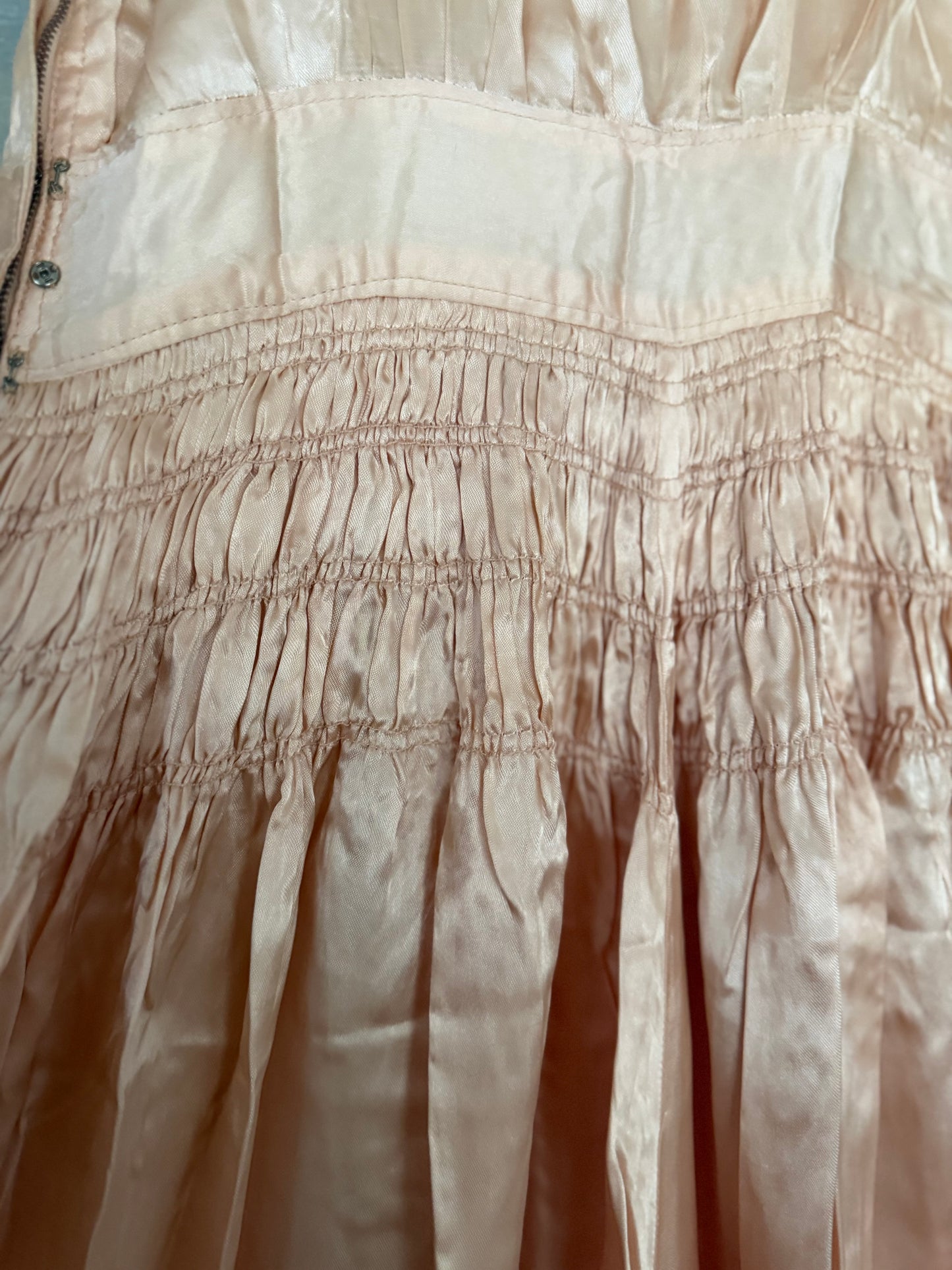 Antique Ballet Pink Satin Ruched Sweetheart Dress
