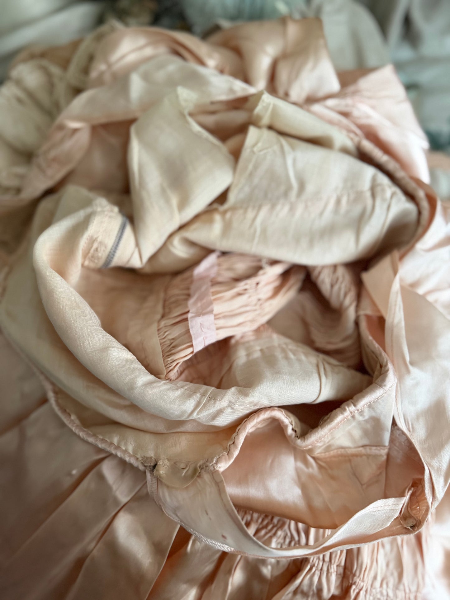 Antique Ballet Pink Satin Ruched Sweetheart Dress