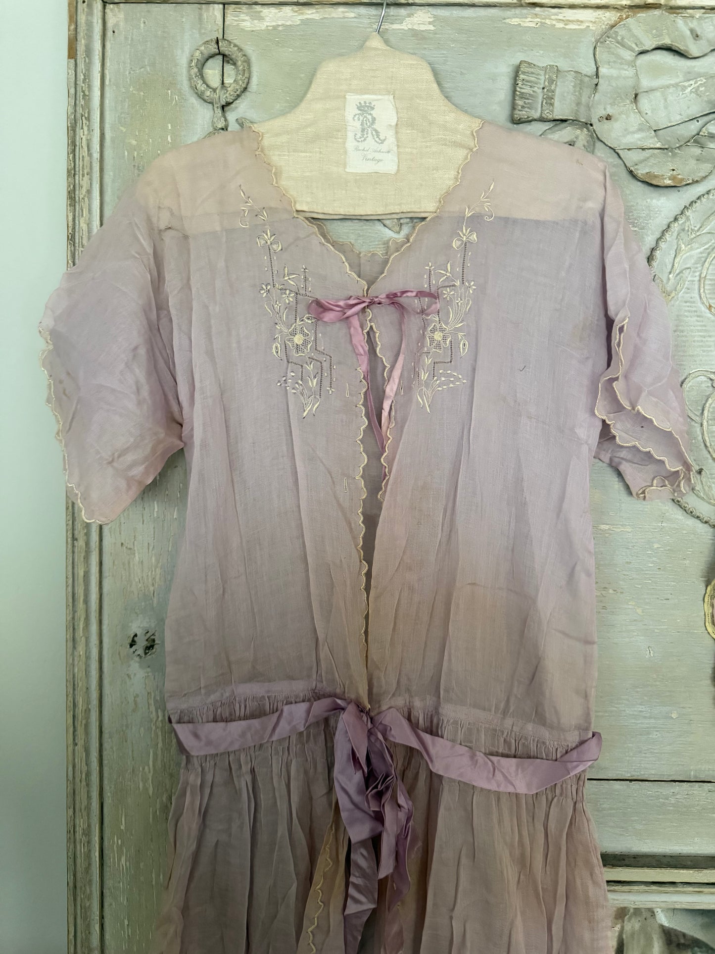 Antique Lavender Lace Ribbon Robe Gown