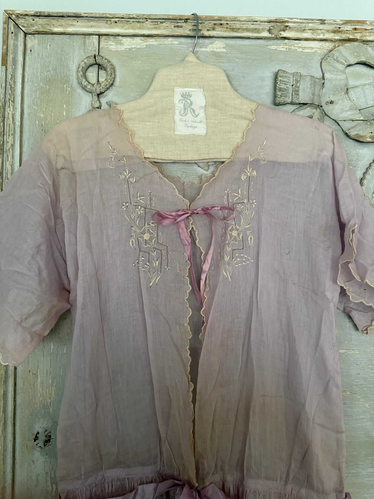 Antique Lavender Lace Ribbon Robe Gown