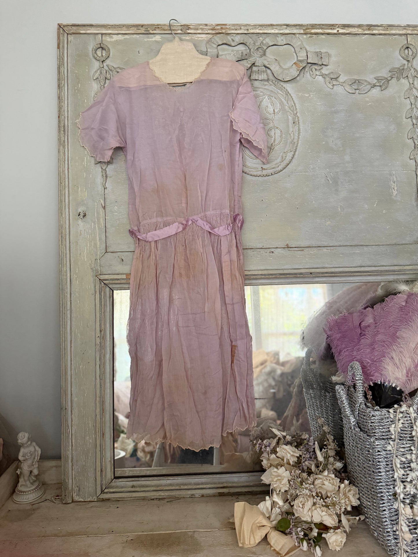 Antique Lavender Lace Ribbon Robe Gown