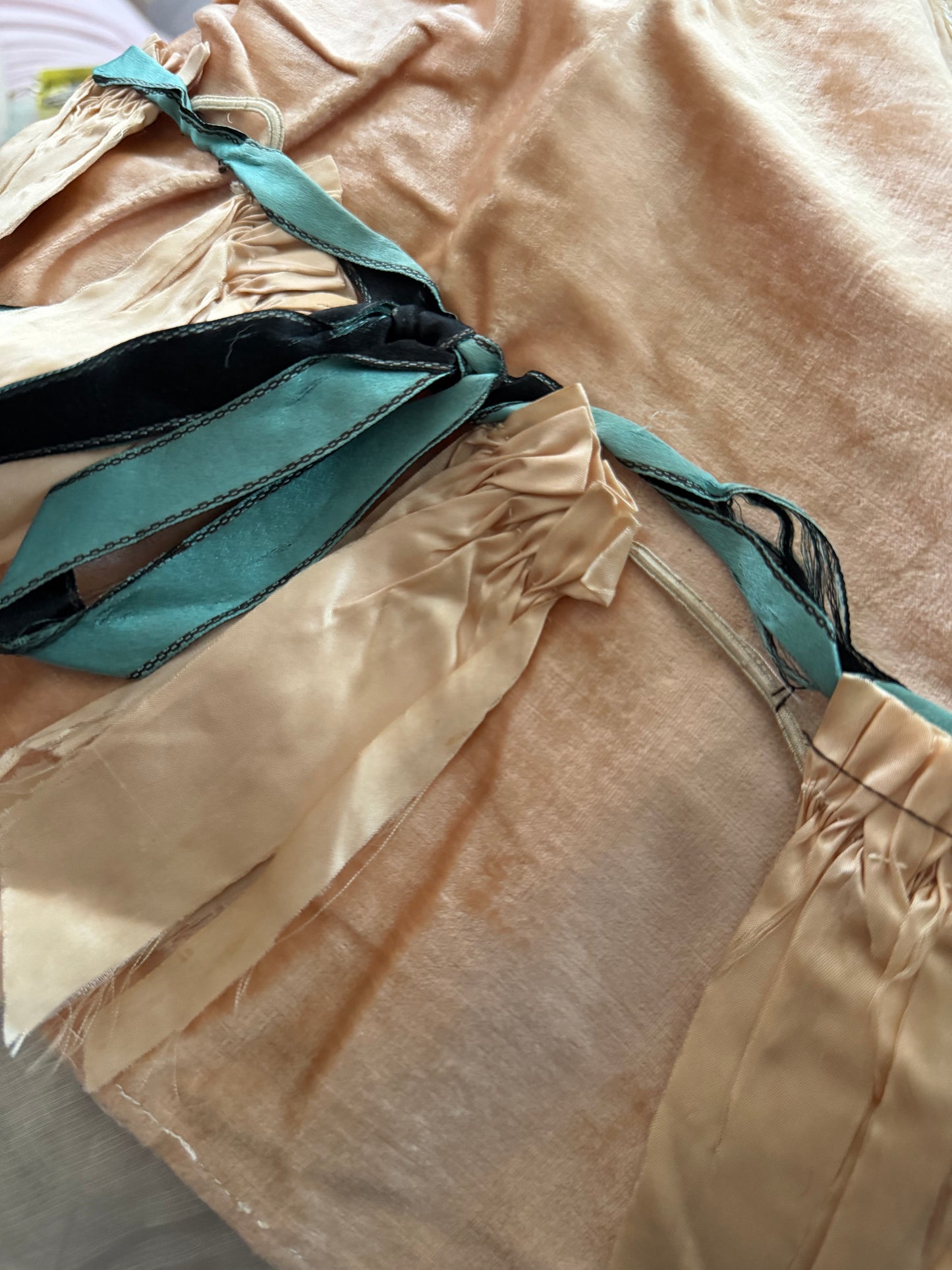 Antique AB Iridescent Sequin Peach Velvet Bodice