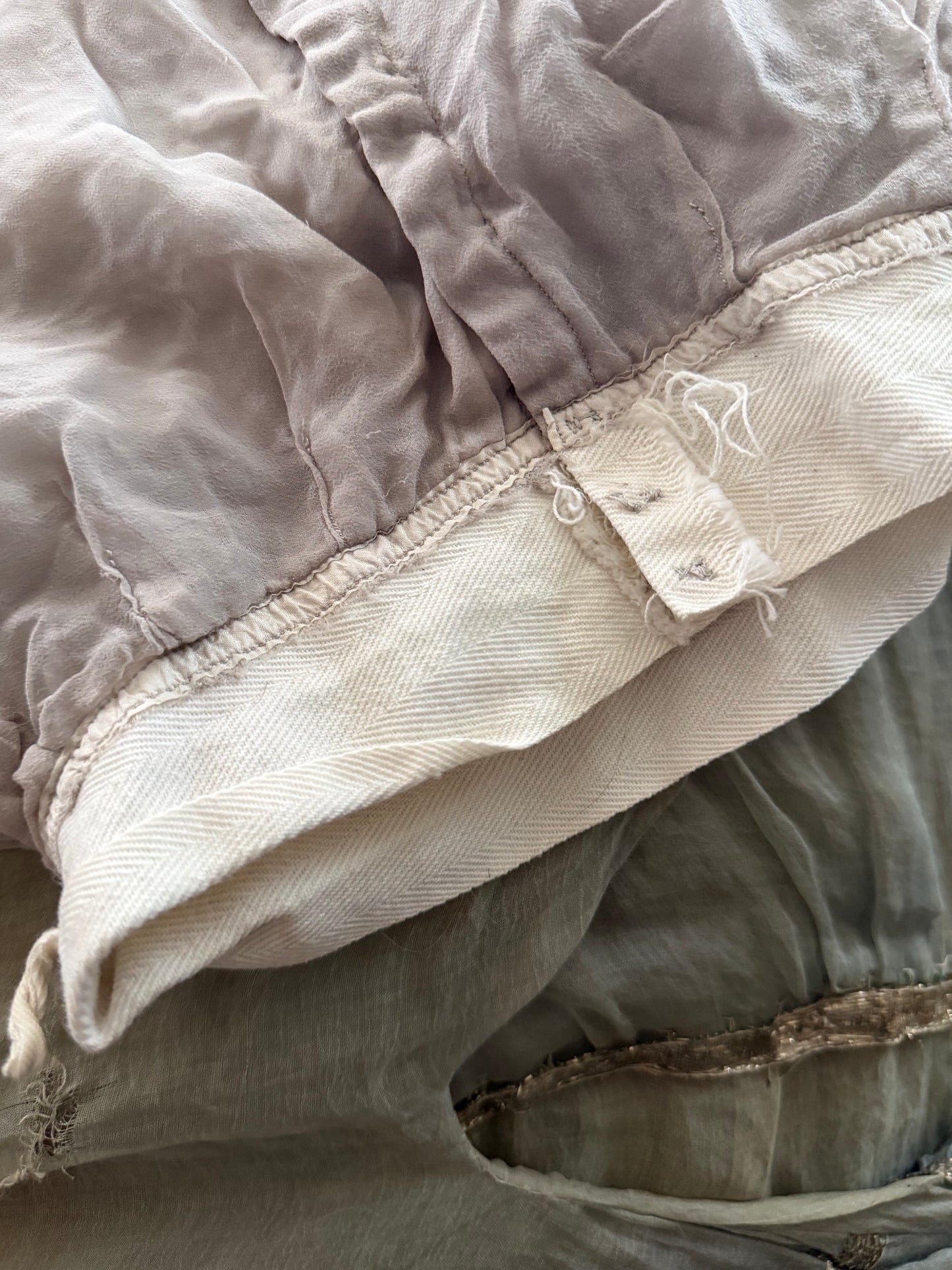 Antique Girls Grey Silk Pink Beaded Bodice