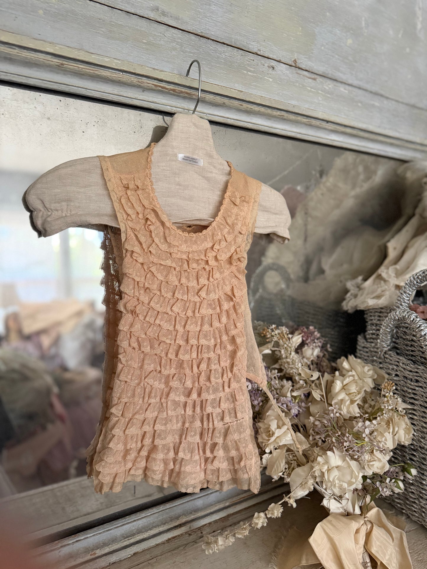 Vintage Pink Ruffled Lace Dickey Shirt