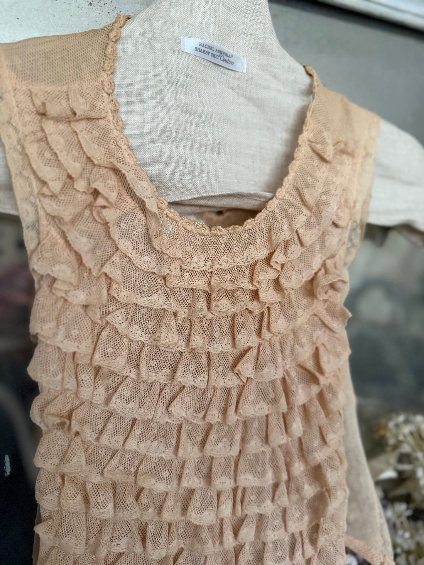 Vintage Pink Ruffled Lace Dickey Shirt