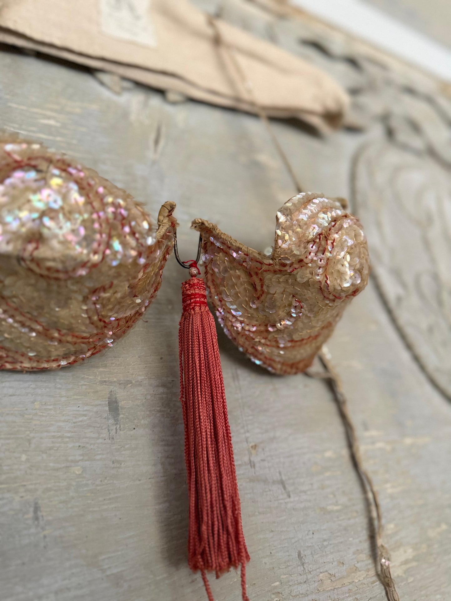 Vintage Showgirl Folies Costume Bra Rainbow Sequins