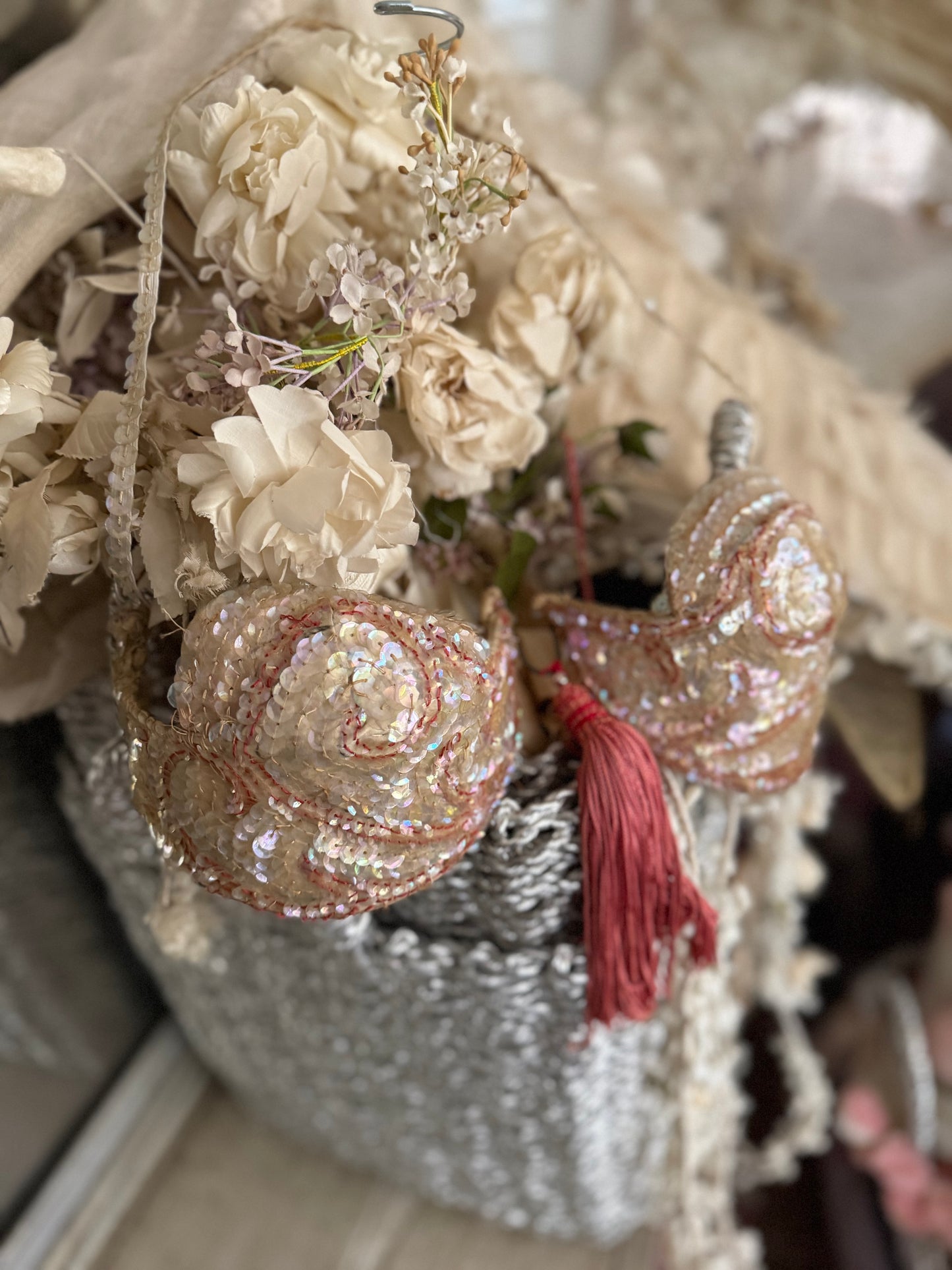 Vintage Showgirl Folies Costume Bra Rainbow Sequins