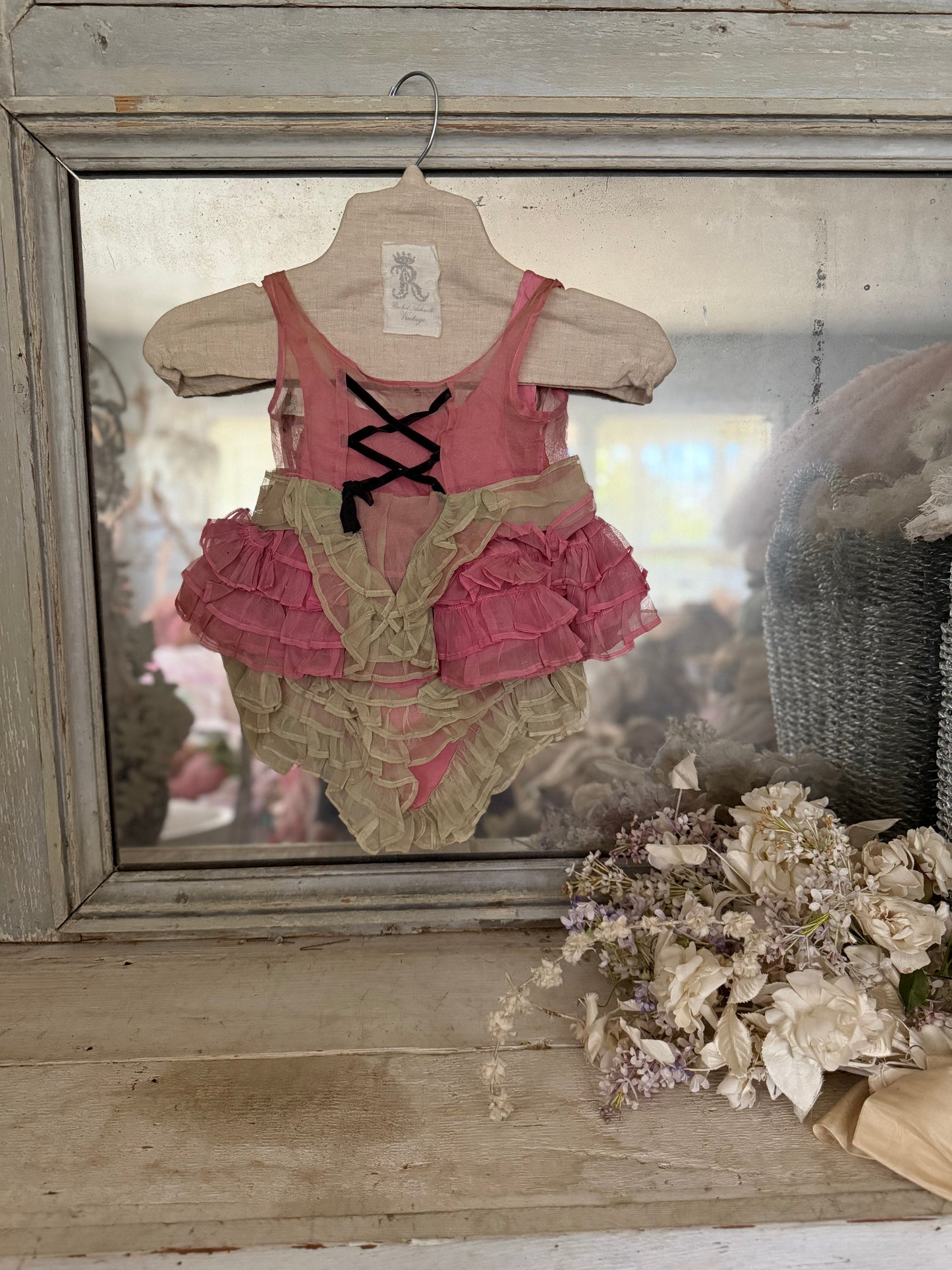 Antique Pink Ruffled Corset Childs Costume