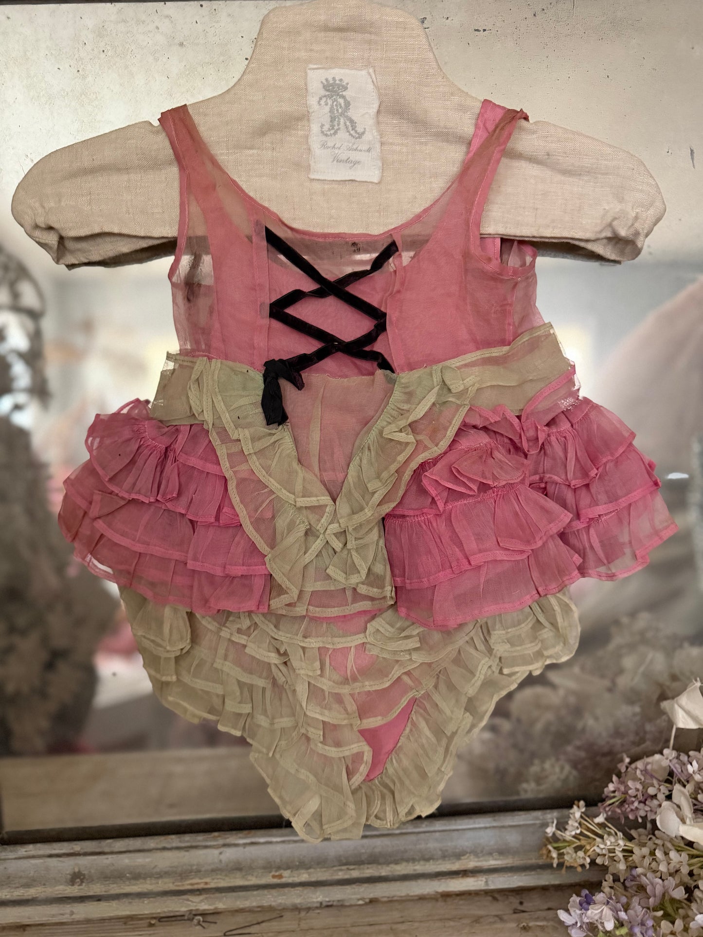 Antique Pink Ruffled Corset Childs Costume