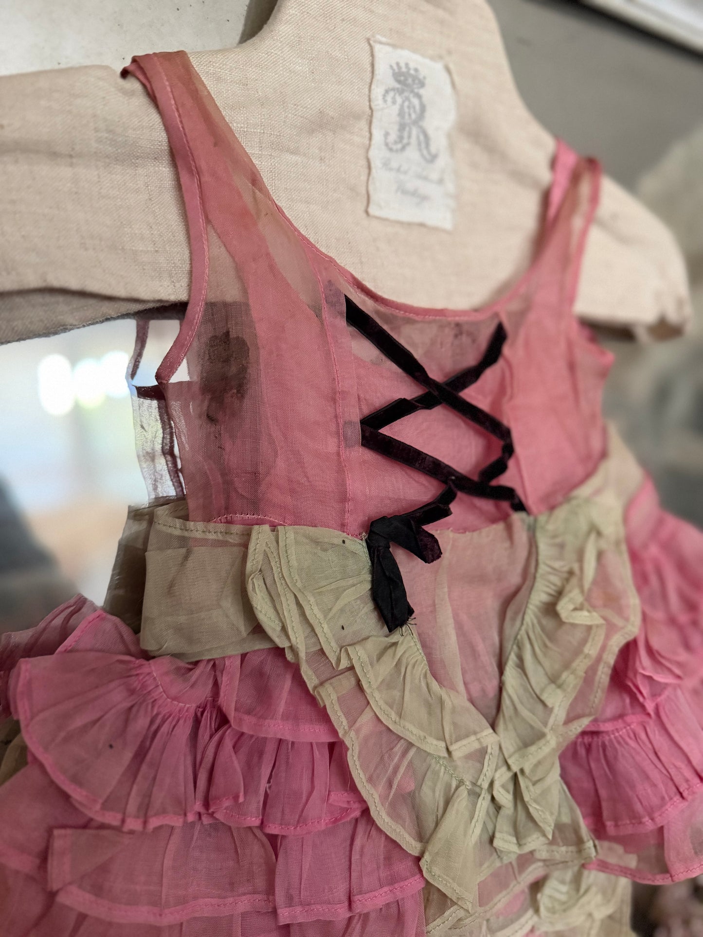 Antique Pink Ruffled Corset Childs Costume