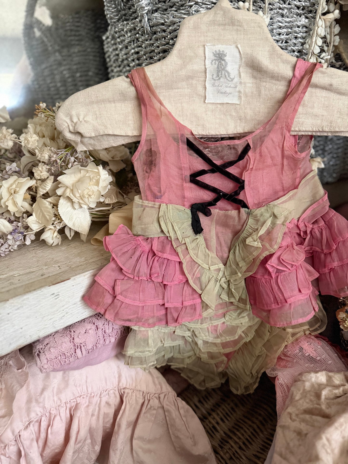Antique Pink Ruffled Corset Childs Costume