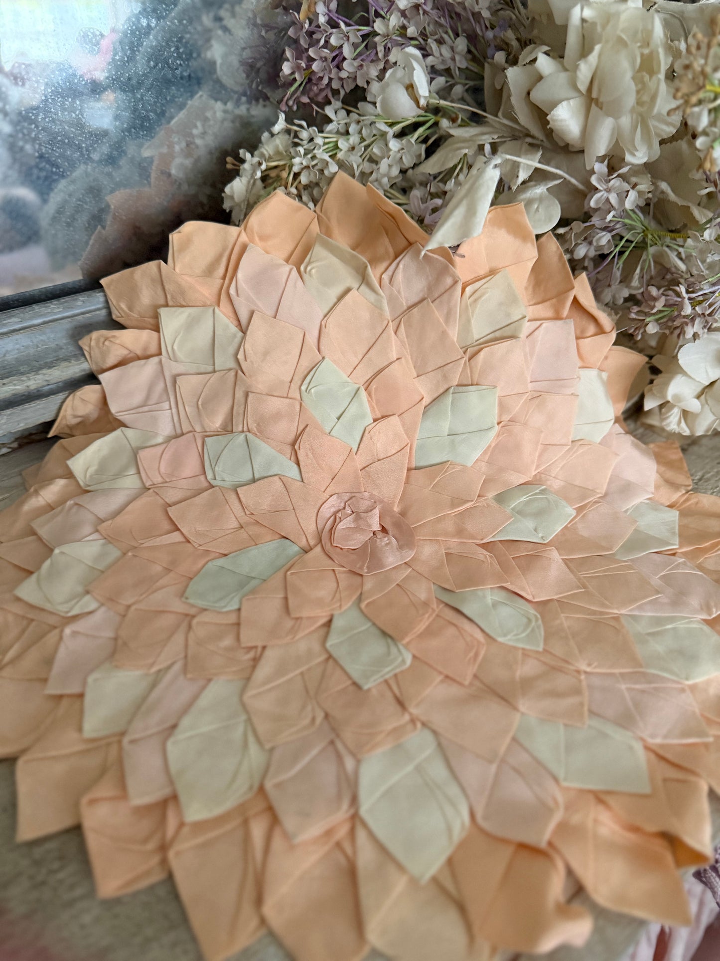 Vintage Ribbonwork Petal Peach Pillow Sham