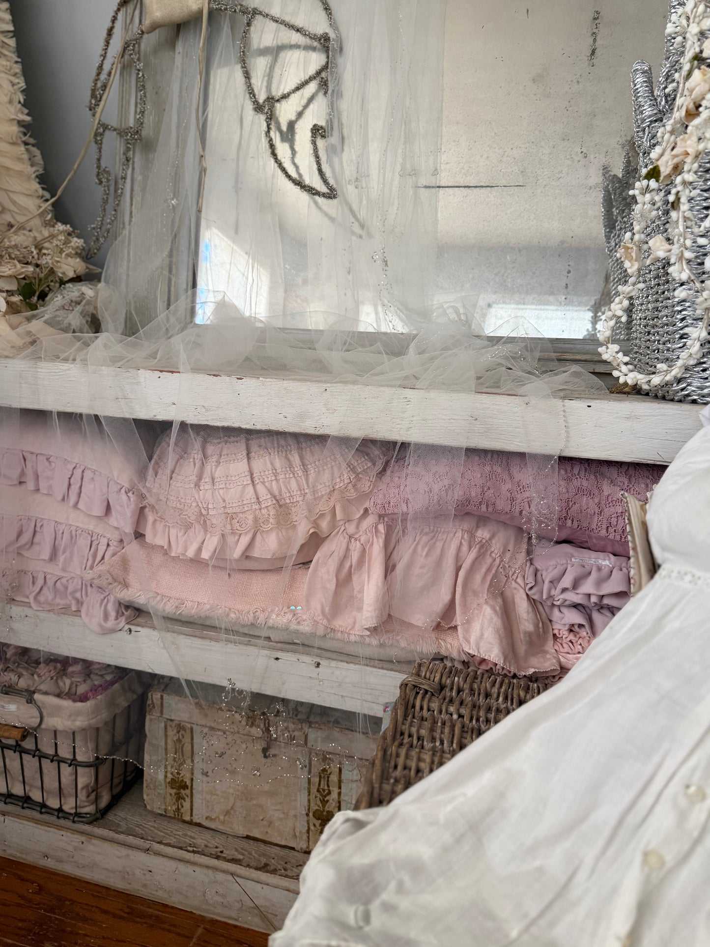 Vintage Ethereal Beaded Tulle Lace Cathedral Wedding Veil