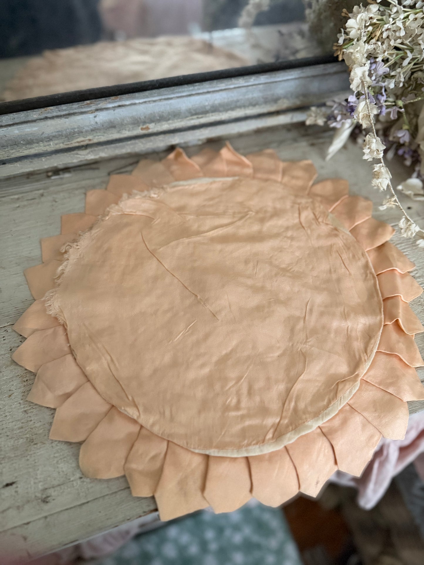 Vintage Ribbonwork Petal Peach Pillow Sham