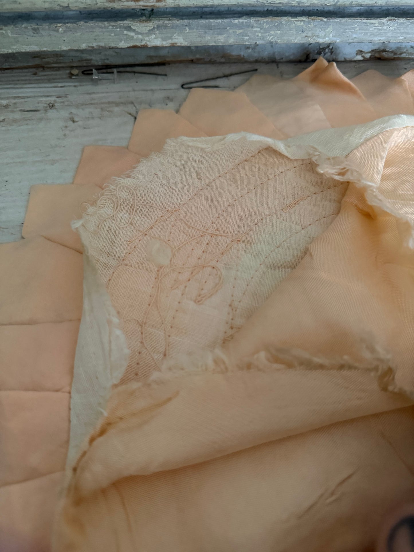 Vintage Ribbonwork Petal Peach Pillow Sham