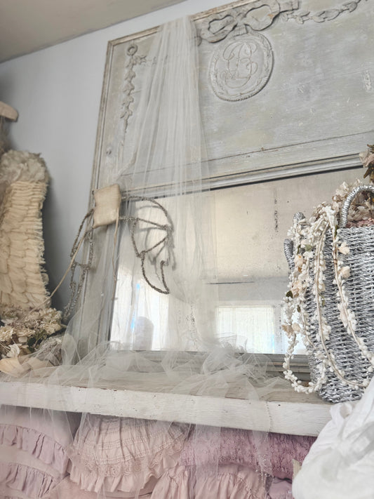 Vintage Ethereal Beaded Tulle Lace Cathedral Wedding Veil