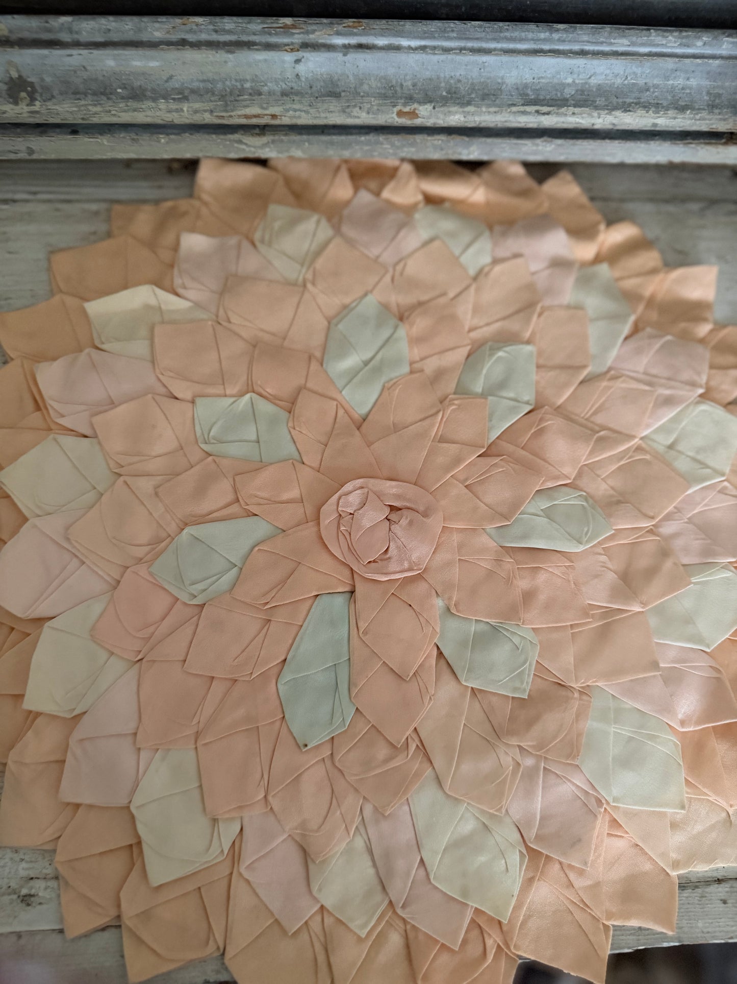Vintage Ribbonwork Petal Peach Pillow Sham