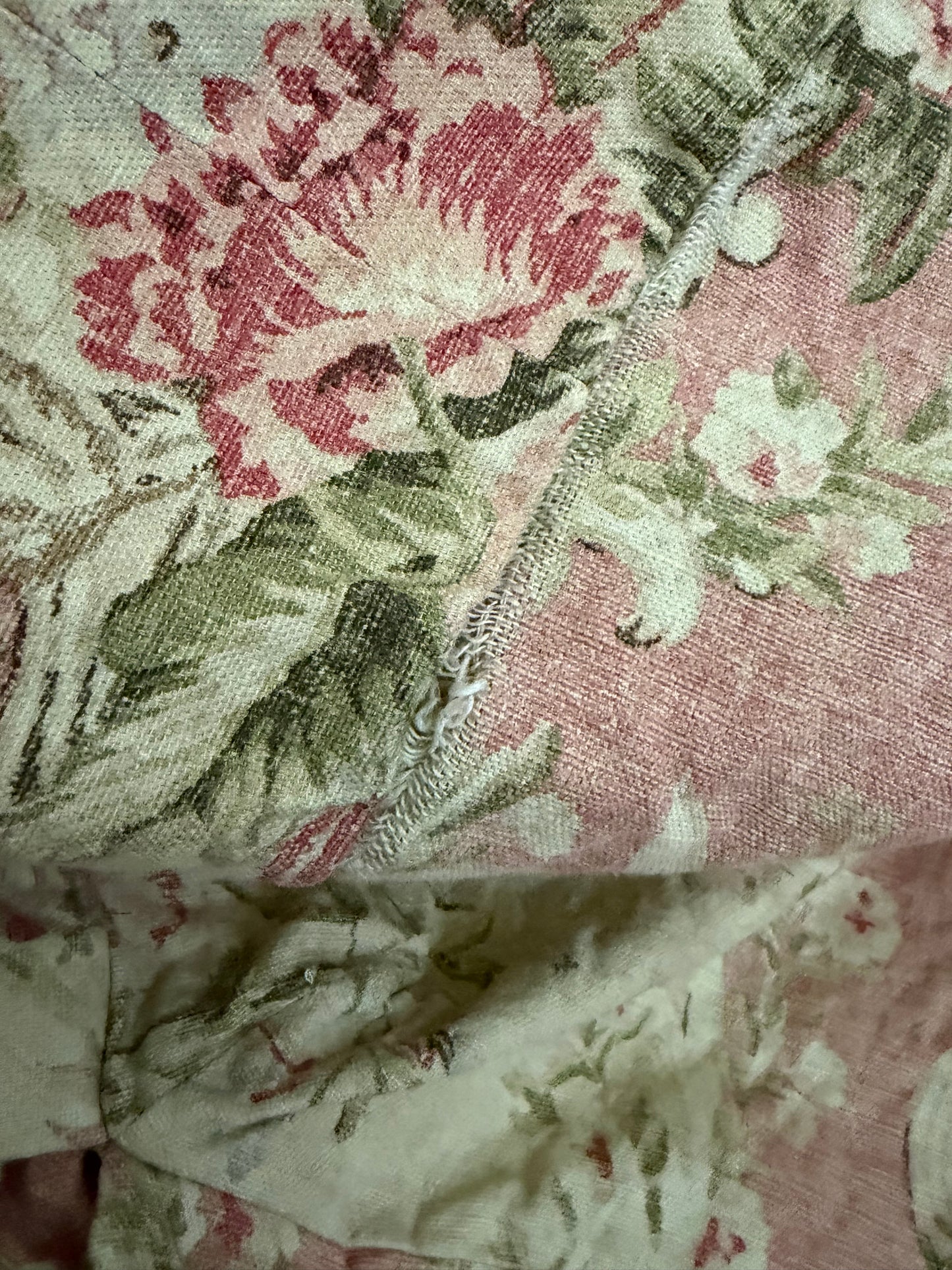 Set 2 Vintage Shabby Chic Pink Rose Linen Fabric Chair Slipcovers