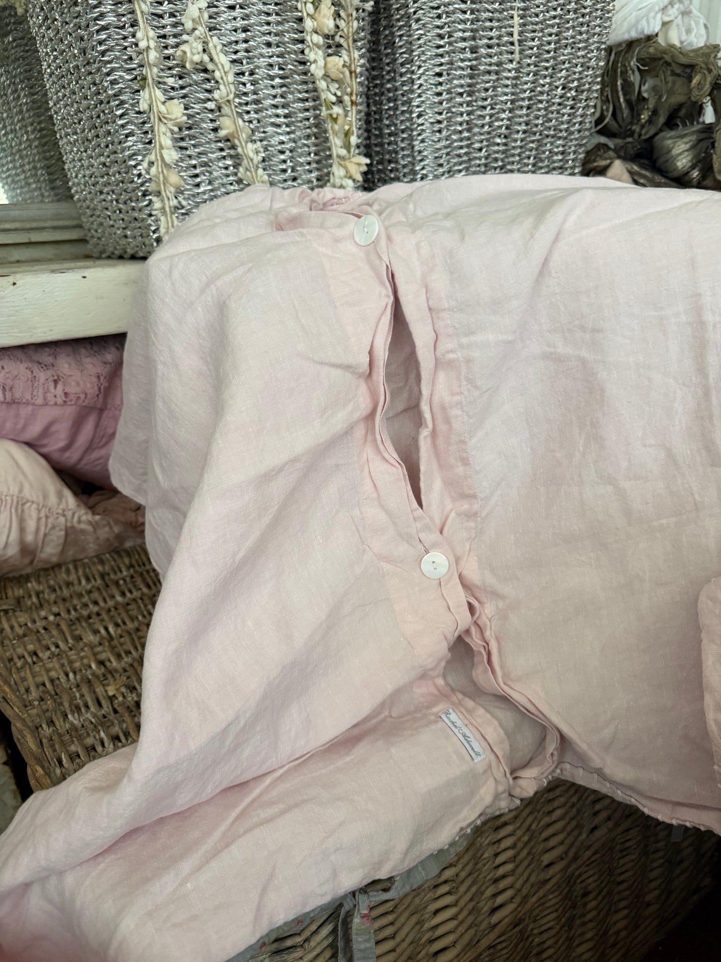 Rachel Ashwell Shabby Chic Couture RASSC Pink Prairie Stitch Linen Euro Sham