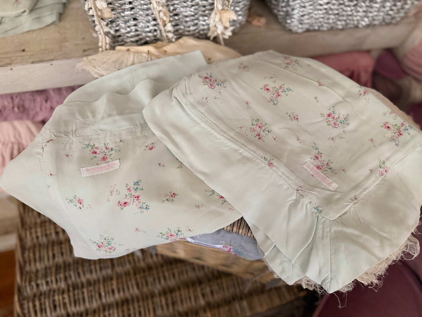 Pair RASSC Rachel Ashwell Bemberg Grace Pillow Shams