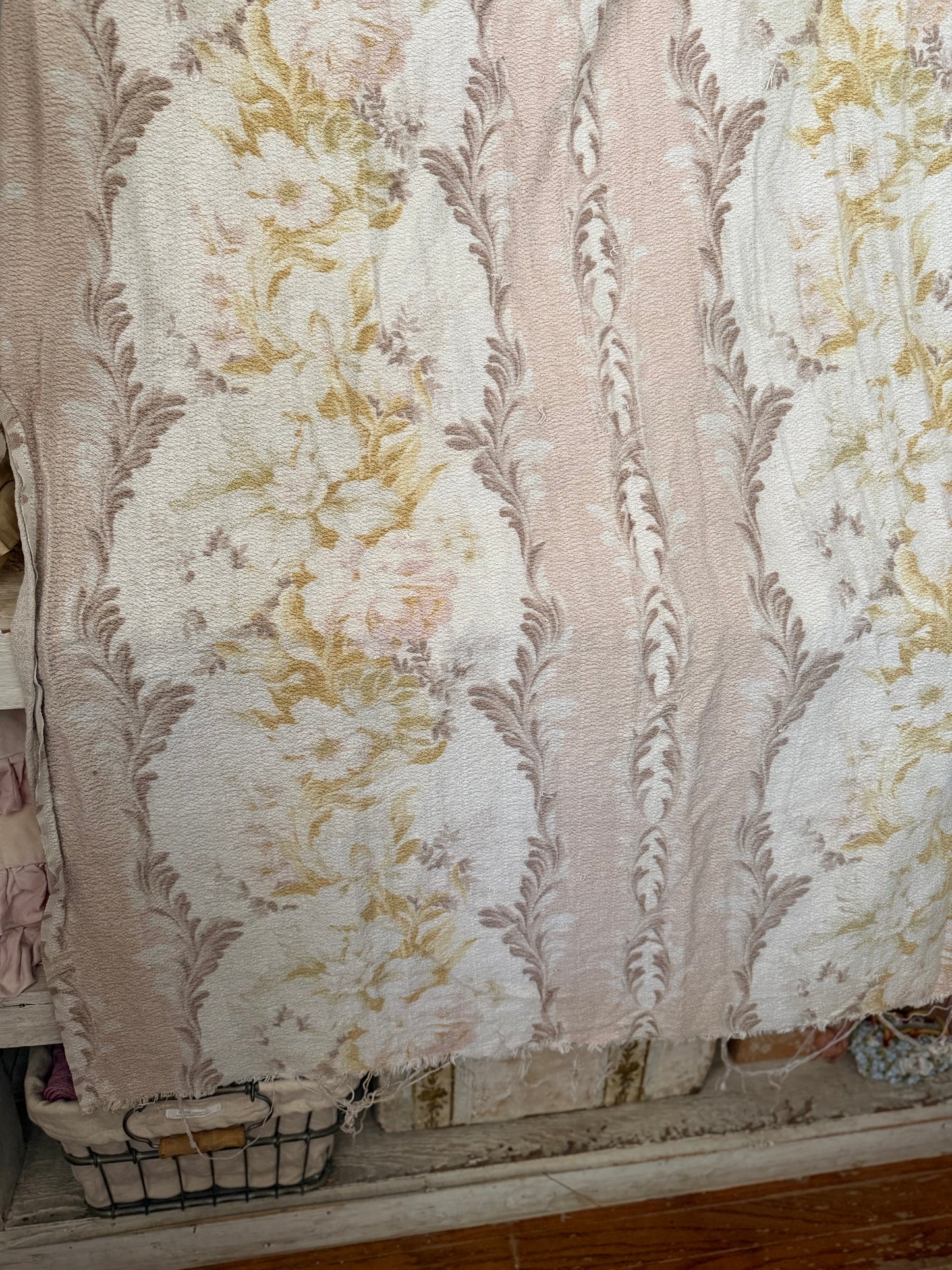Vintage Shabby Chic Pastel Fabric Curtain Panel