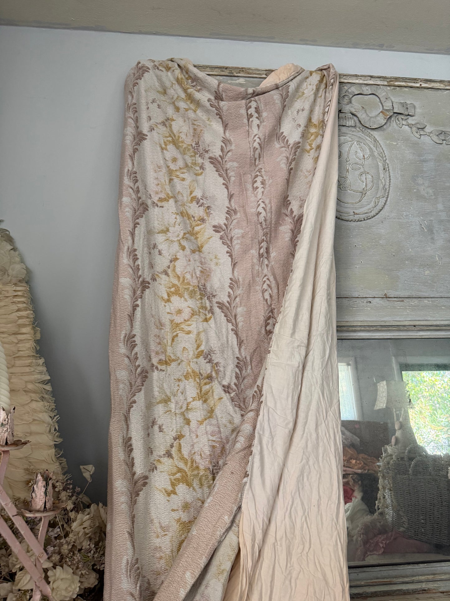 Vintage Shabby Chic Pastel Fabric Curtain Panel