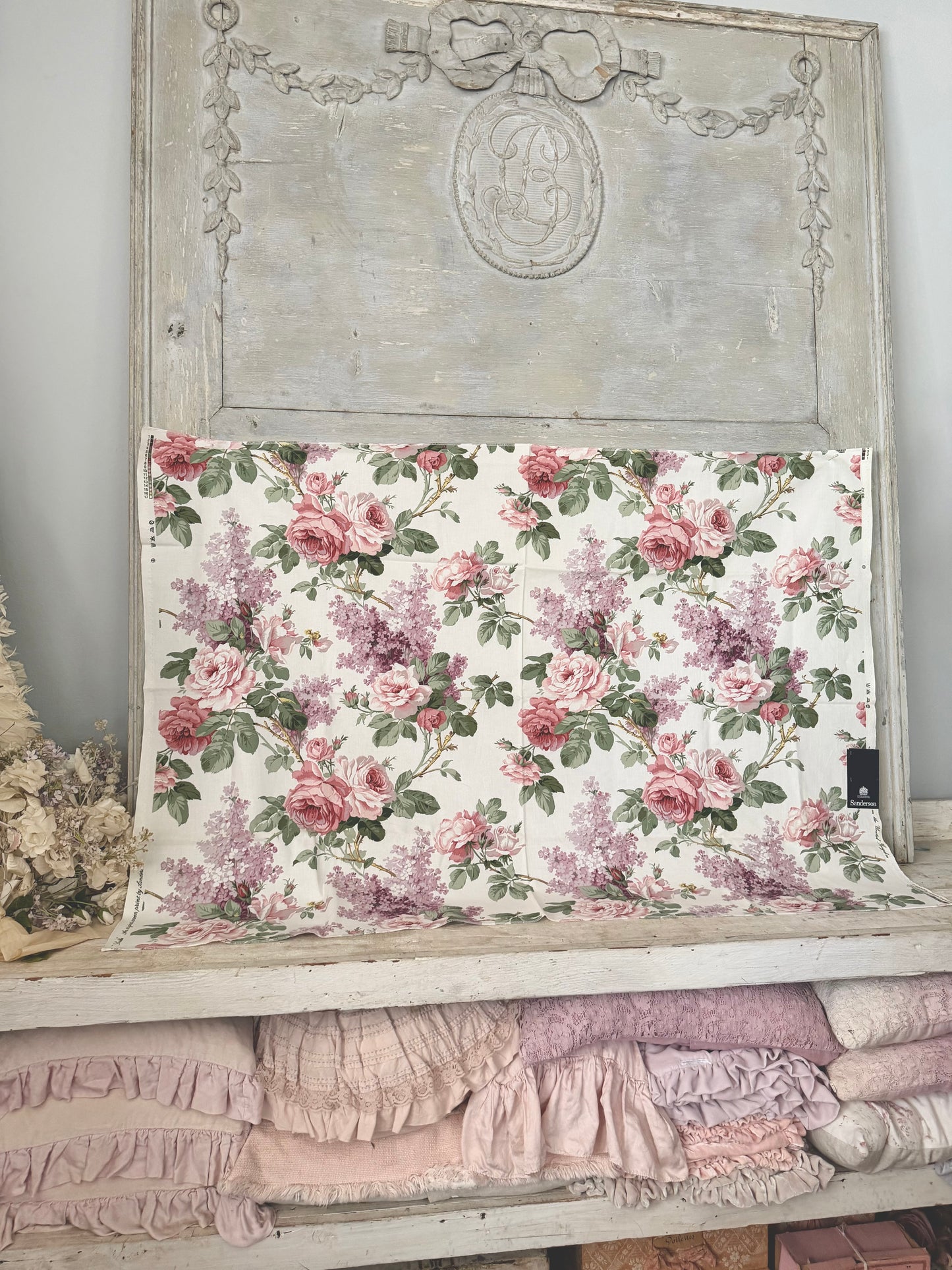 Sanderson Luxury Fabric Sorilla Pink Roses Lilacs Shabby Chic