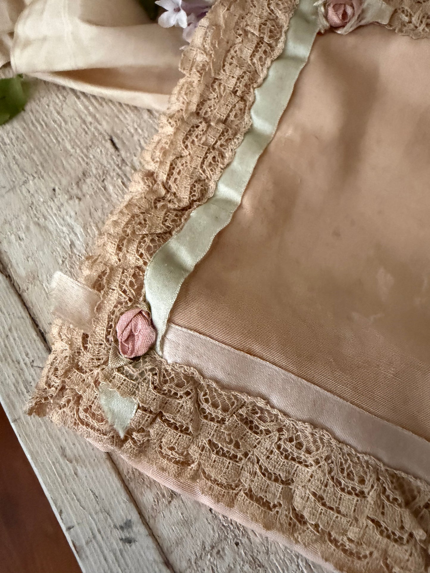 Antique Ribbonwork Lace Pouch Holder