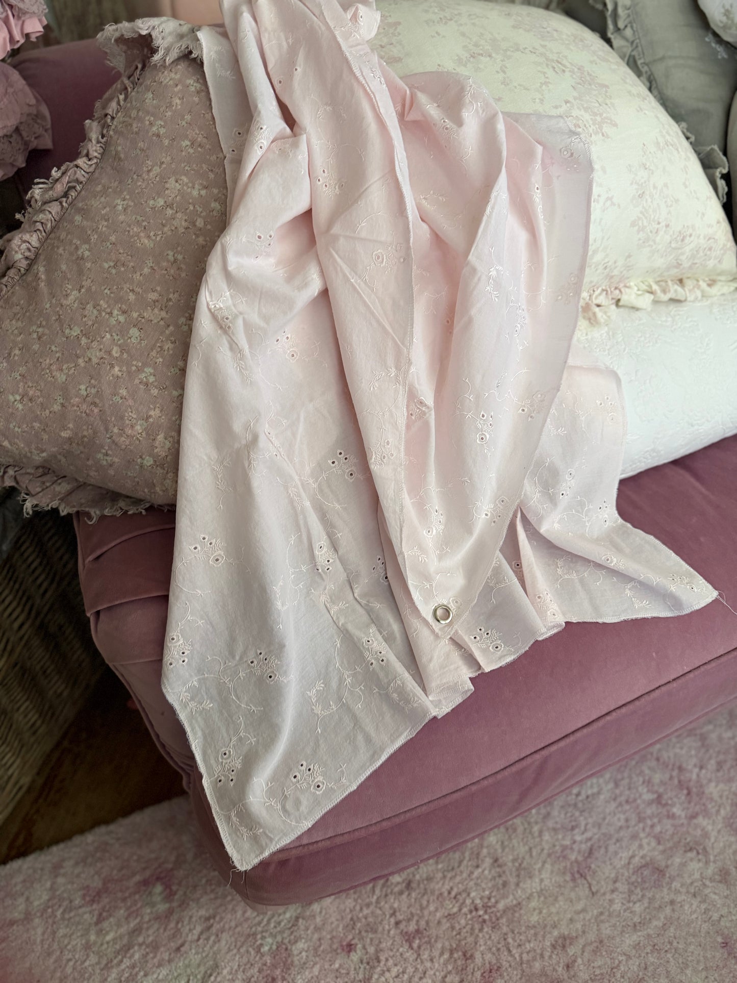 Store Sample RASSC Rachel Ashwell Pink Embroidered Fabric