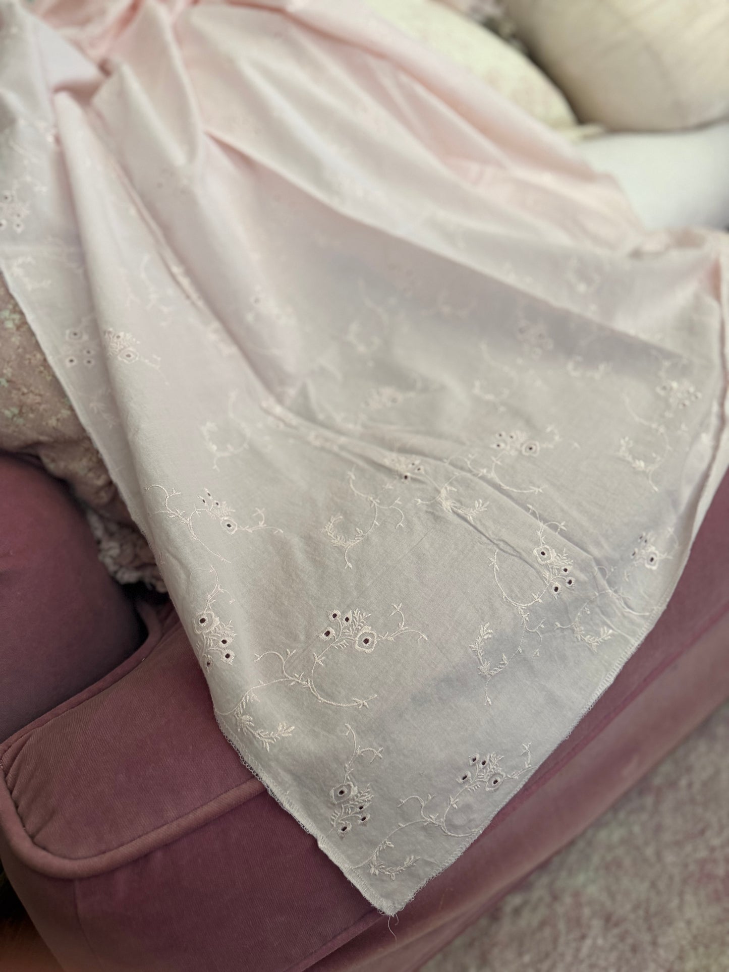 Store Sample RASSC Rachel Ashwell Pink Embroidered Fabric