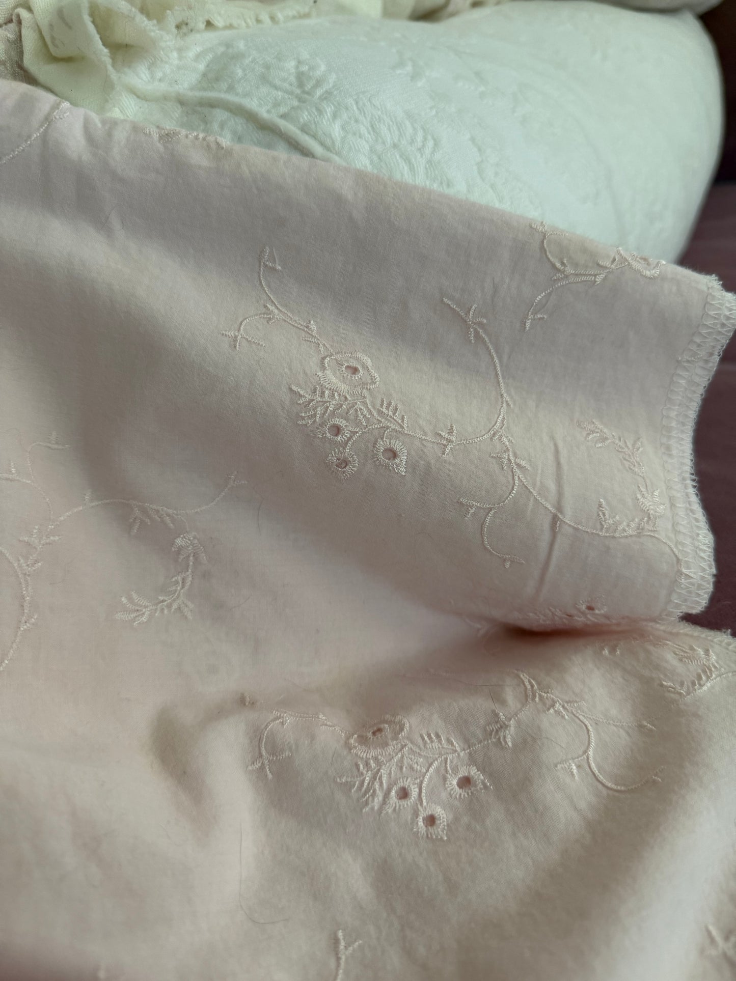 Store Sample RASSC Rachel Ashwell Pink Embroidered Fabric