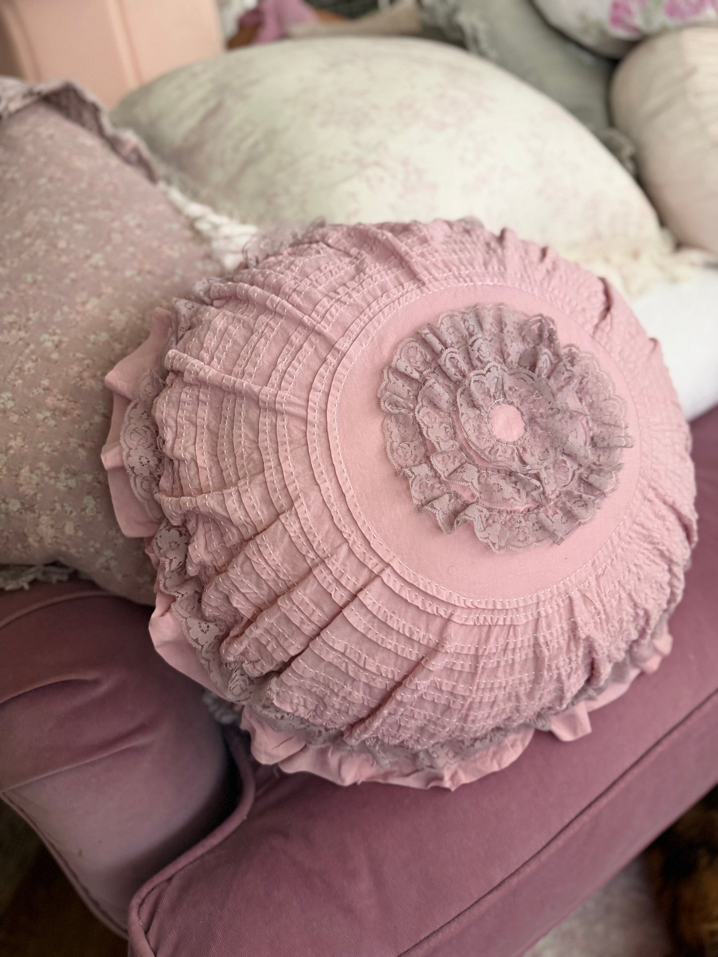 RARE Discontinued Rachel Ashwell Dusty Pink Petticoat Pillow